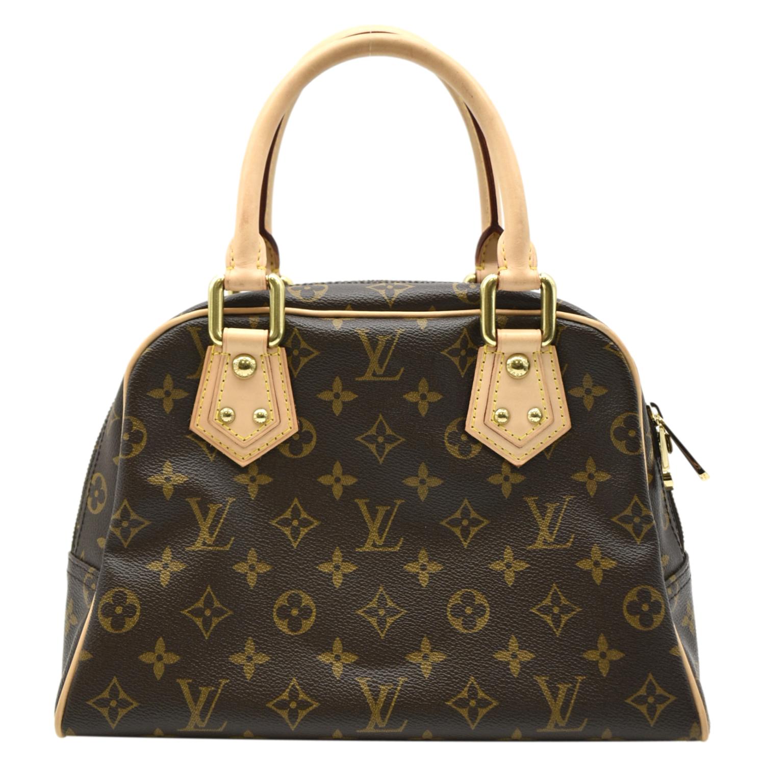 LOUIS VUITTON Manhattan PM Monogram Canvas Satchel Bag Brown