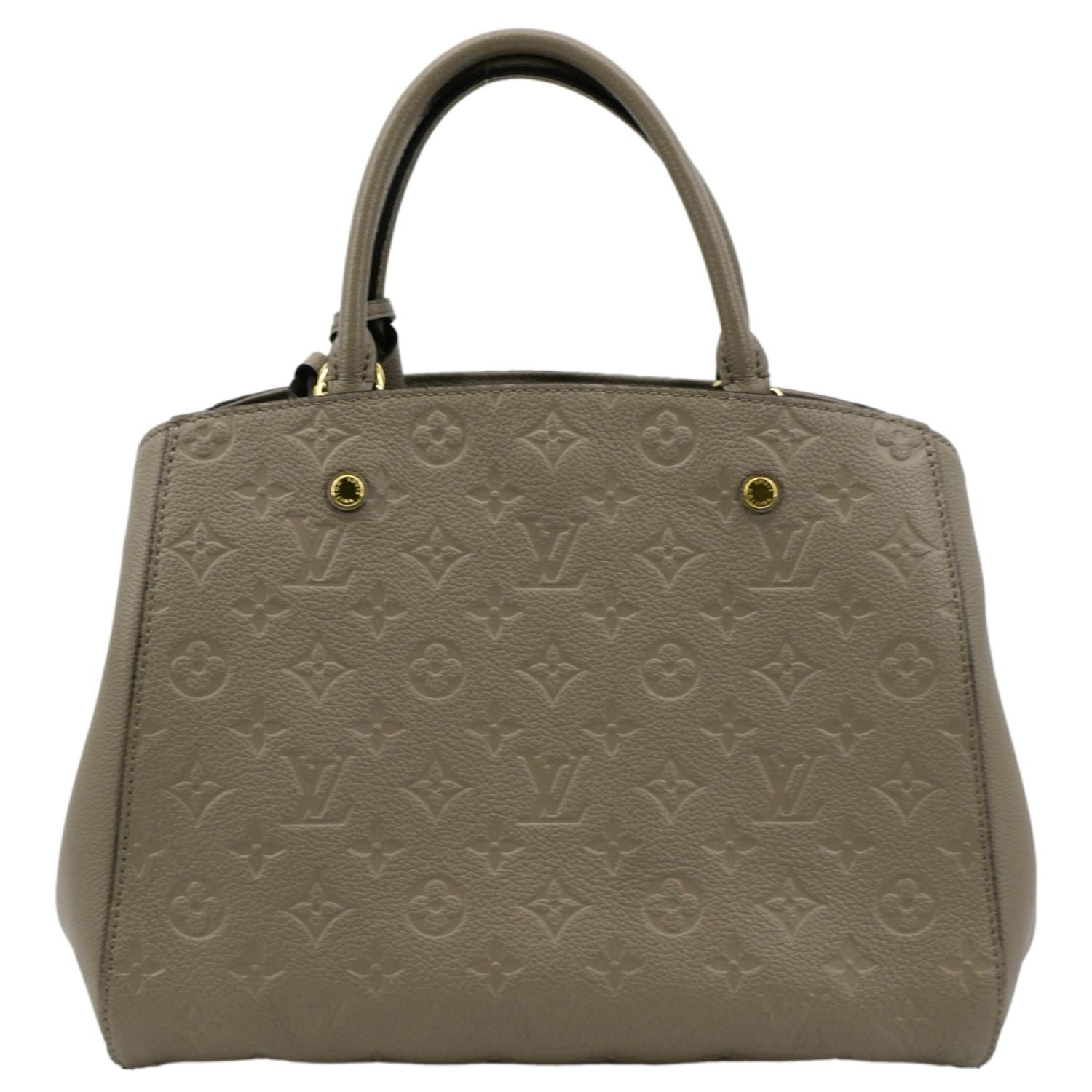 LOUIS VUITTON Montaigne MM Monogram Empreinte Shoulder Bag Tourterelle