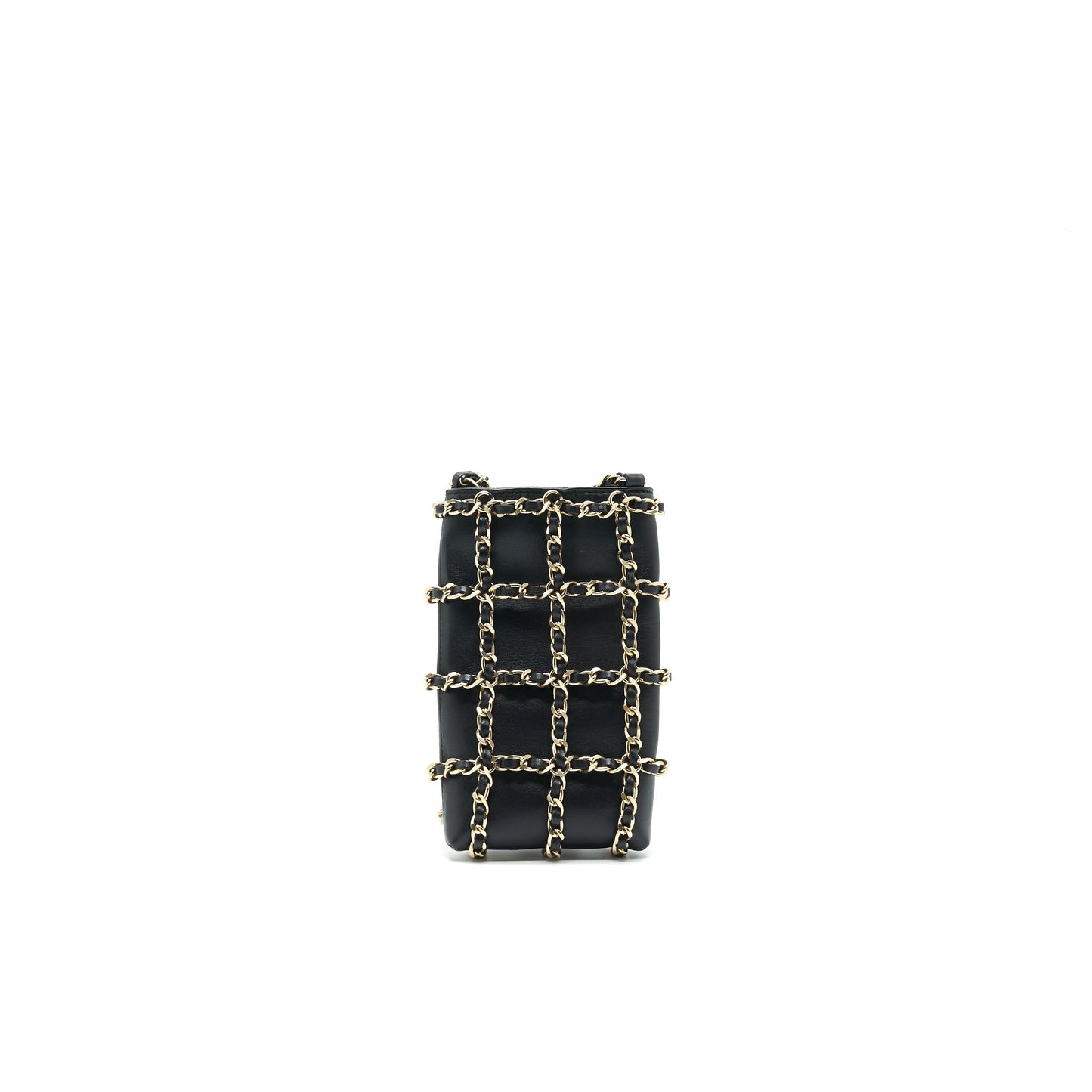 Chanel Gold Clutch O Chain Phone Holder black