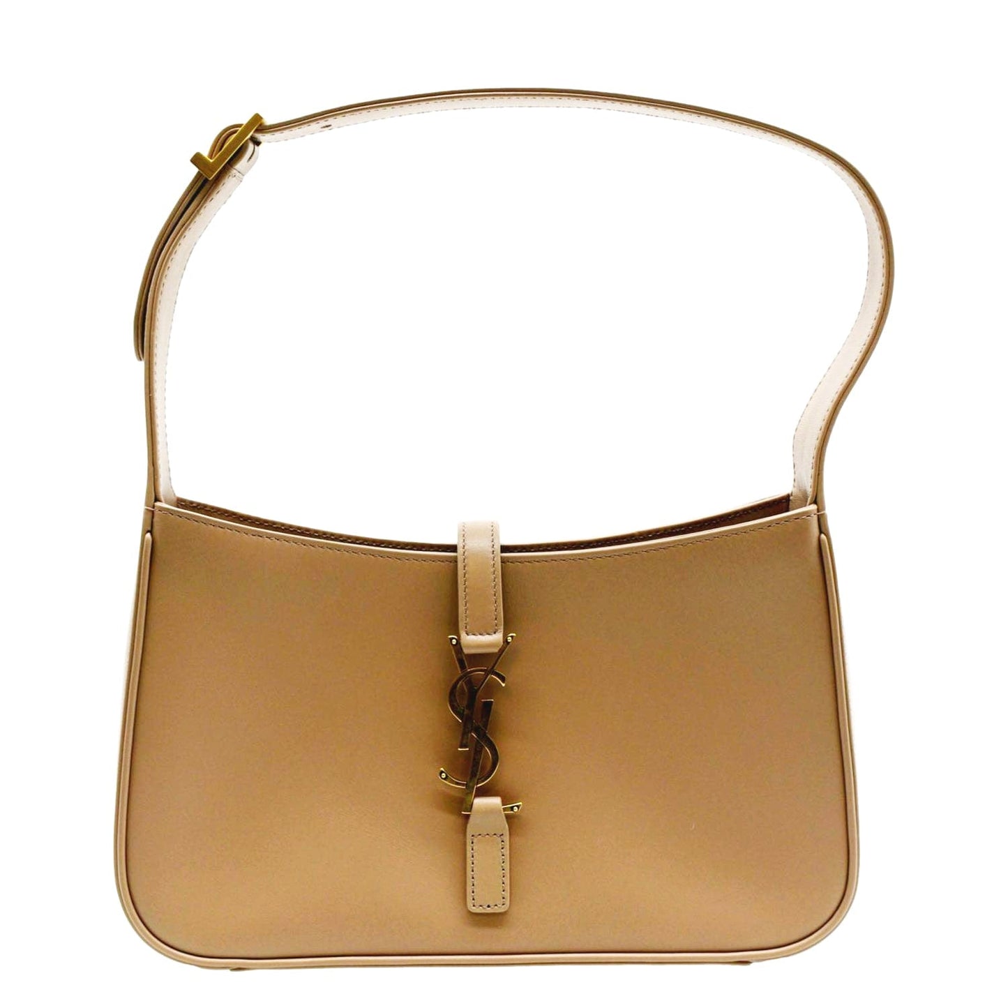 SAINT LAURENT Le 5 A 7 Leather Satchel Bag Rosy Sand