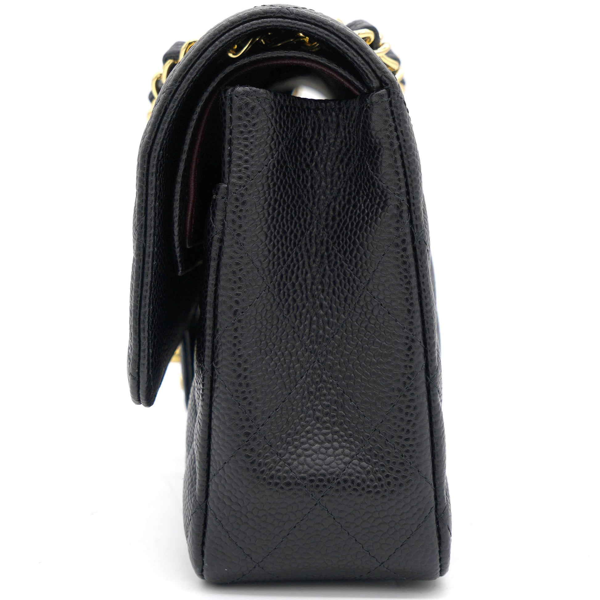 Chanel Black Quilted Caviar Leather Medium Classic Double Flap Bag