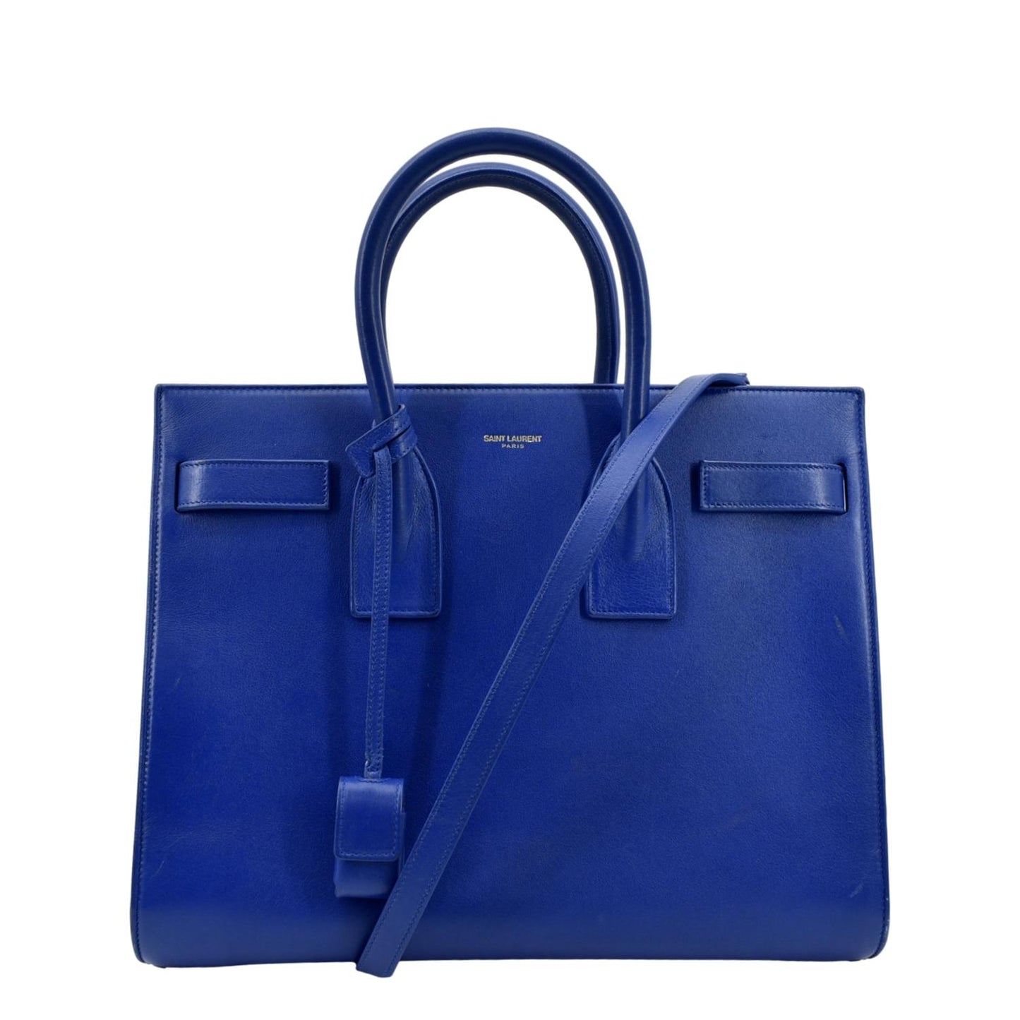 SAINT LAURENT Sac de Jour Leather Shoulder Bag Blue