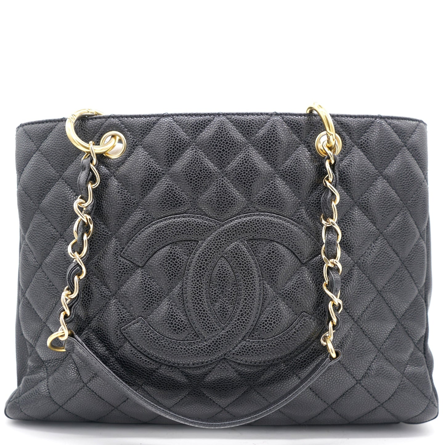 Chanel Beige Quilted Caviar Leather Grand Shopper GST Tote