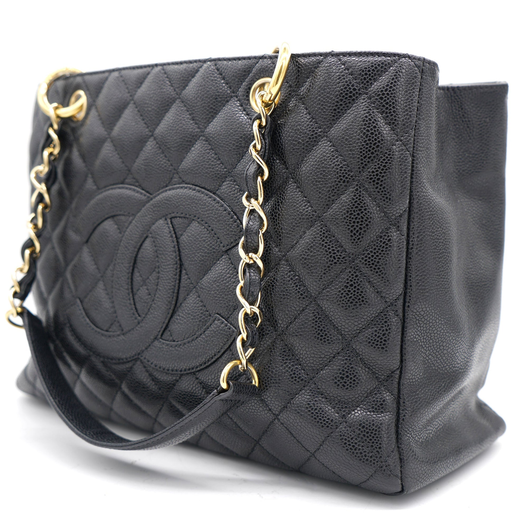 Chanel Beige Quilted Caviar Leather Grand Shopper GST Tote