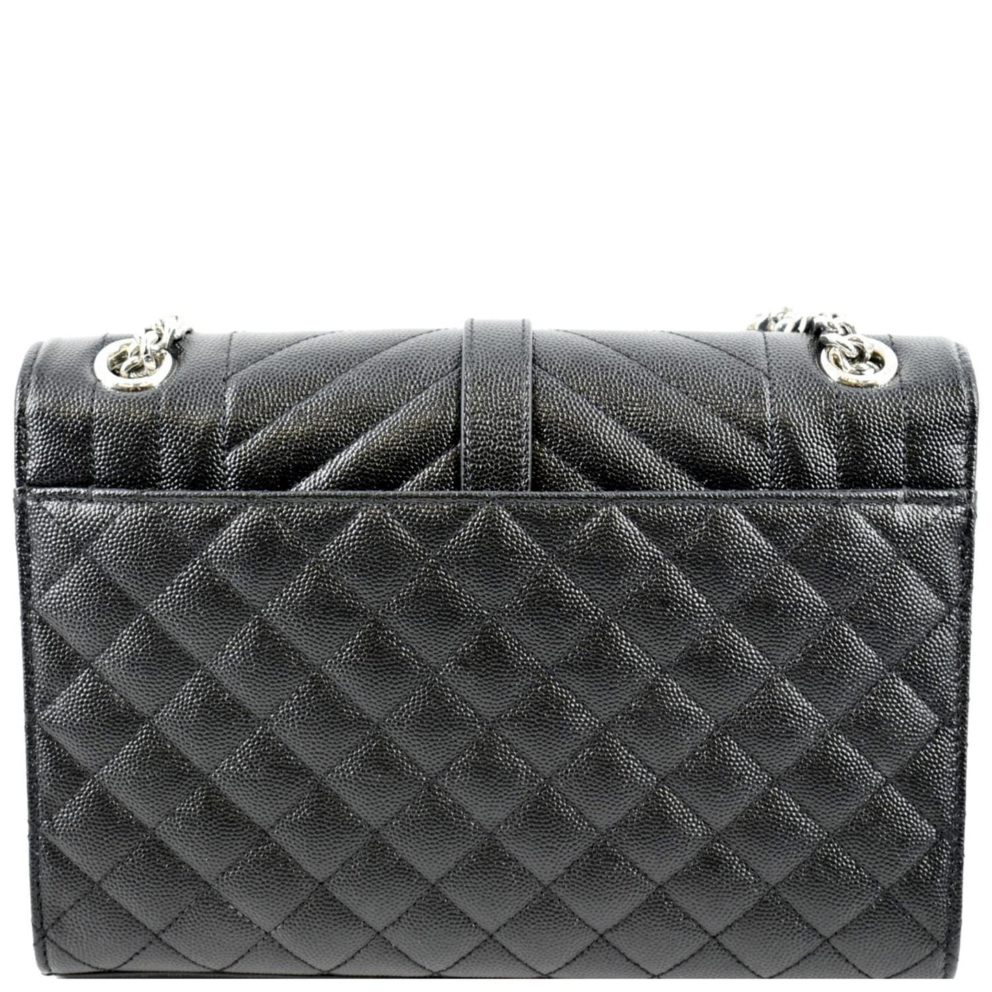 SAINT LAURENT Medium Envelope Leather Chain Shoulder Bag Black