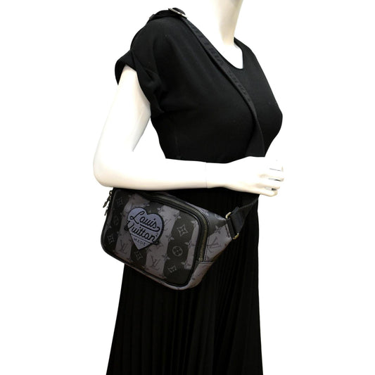 LOUIS VUITTON Modular Sling Monogram Eclipse Shoulder Bag Black