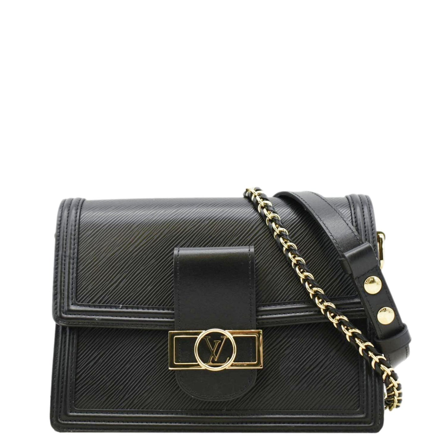 LOUIS VUITTON Dauphine MM Epi Leather Shoulder Bag Black