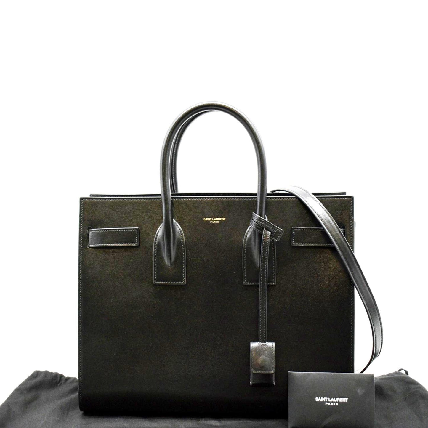 SAINT LAURENT Sac de Jour Leather Satchel Shoulder Bag Black