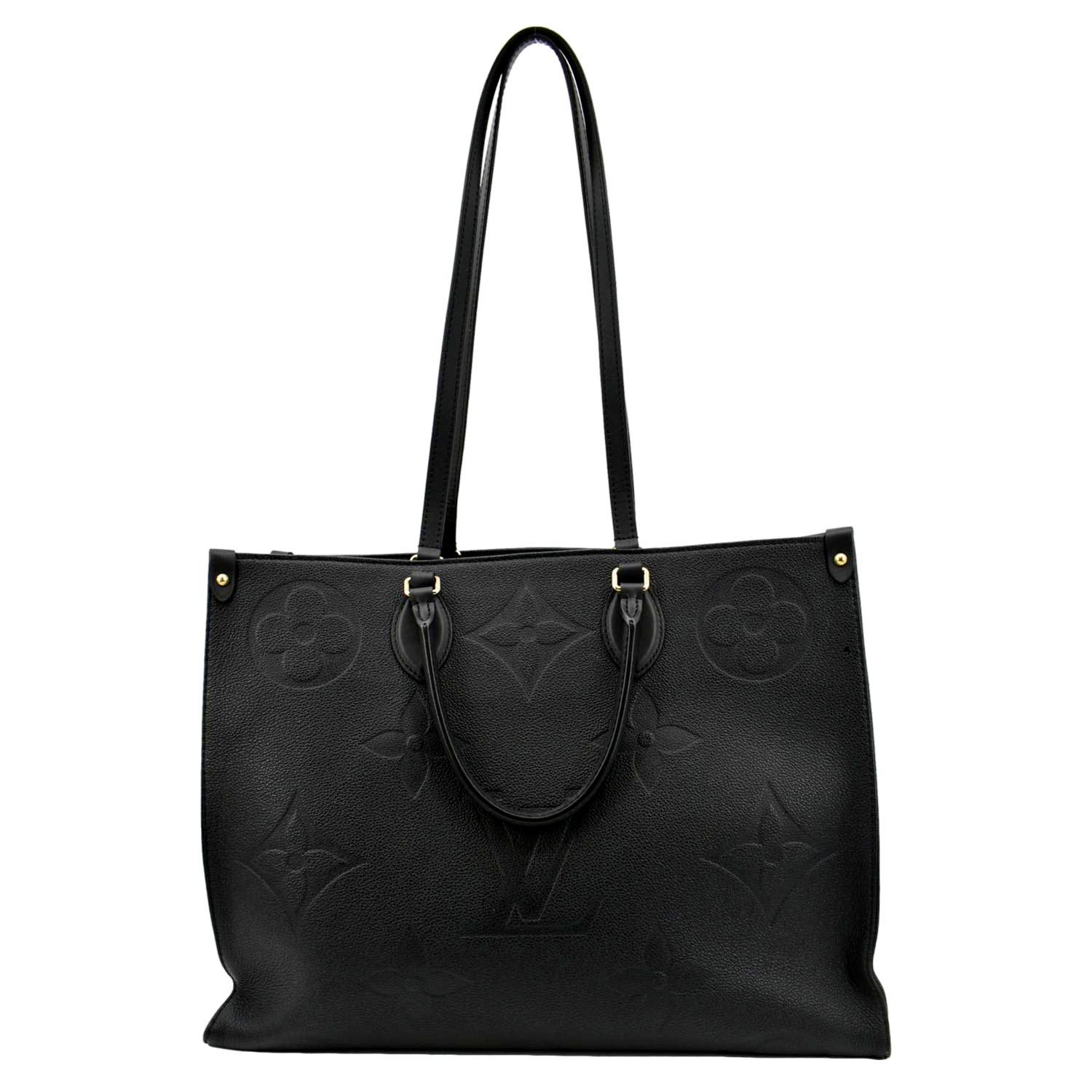 LOUIS VUITTON Onthego GM Monogram Empreinte Leather Tote Bag Black