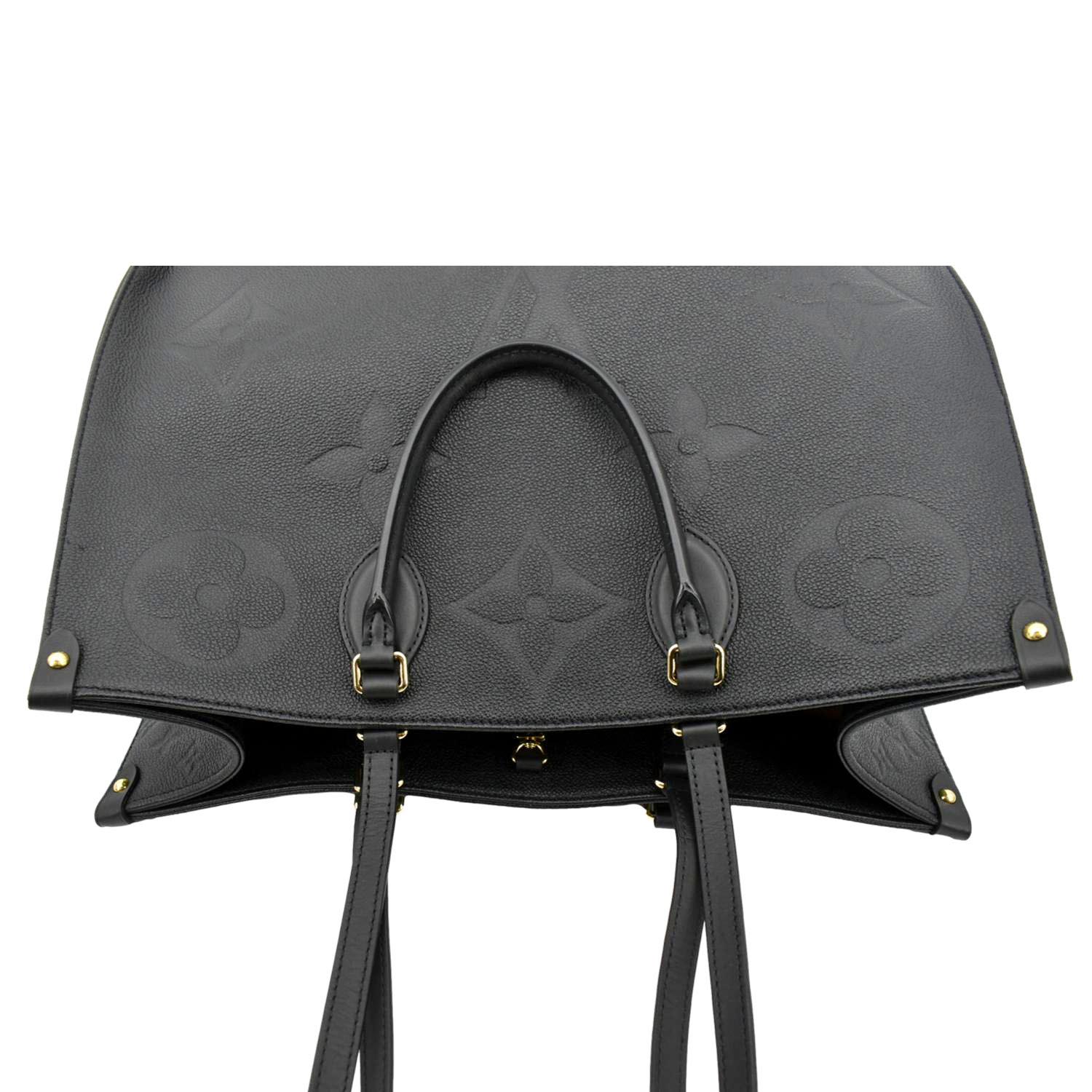LOUIS VUITTON Onthego GM Monogram Empreinte Leather Tote Bag Black