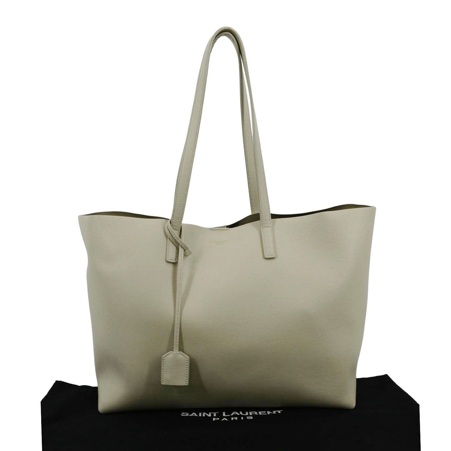 SAINT LAURENT Leather Tote Bag Ivory