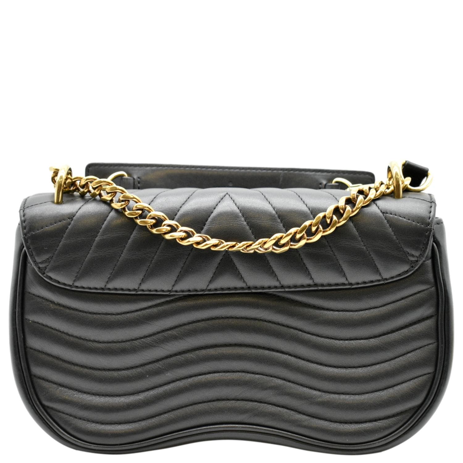 LOUIS VUITTON New Wave Chain MM Calfskin Leather Shoulder Bag Black
