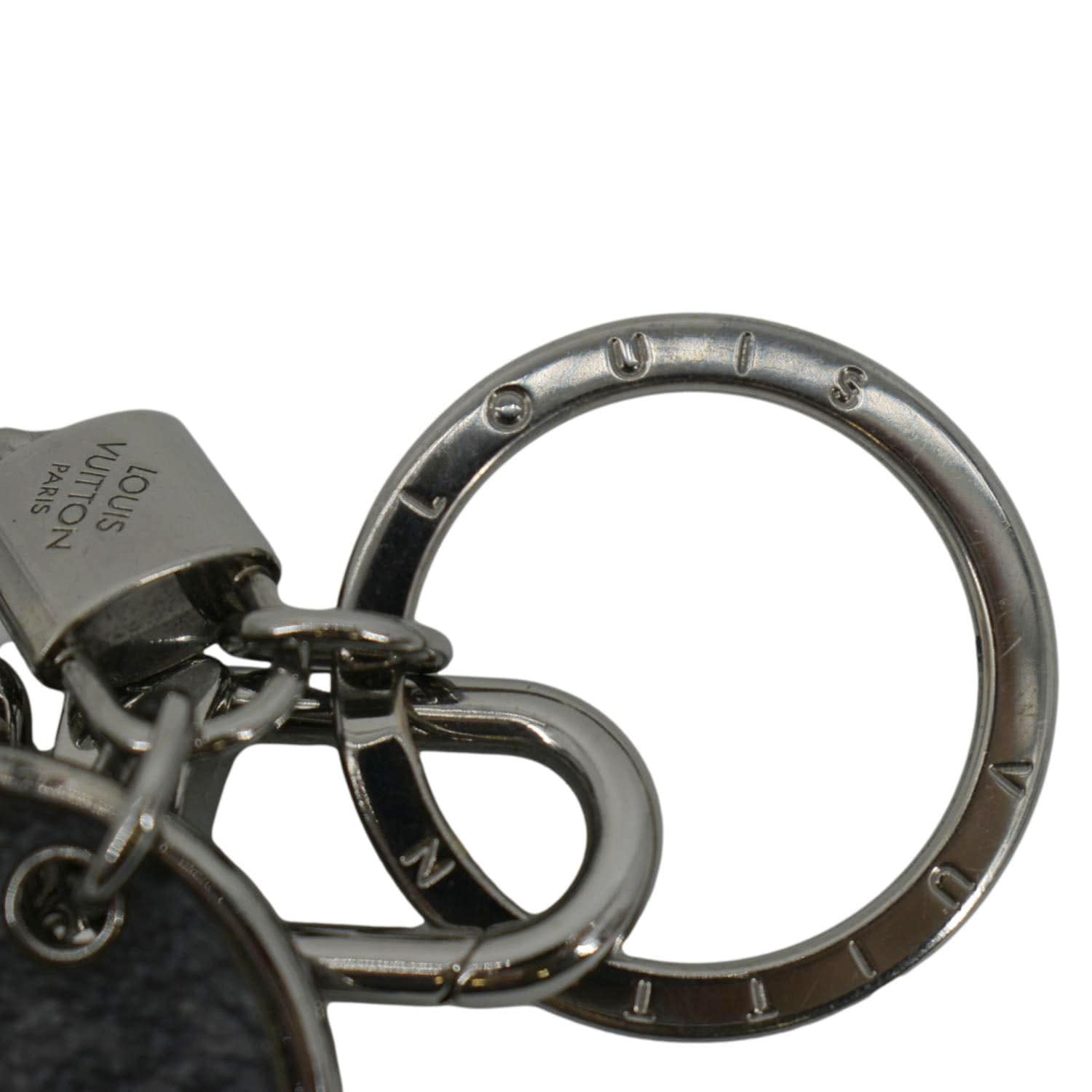 LOUIS VUITTON Porto Crechenne Monogram ID Pocket Key Chain Bag Charm Silver