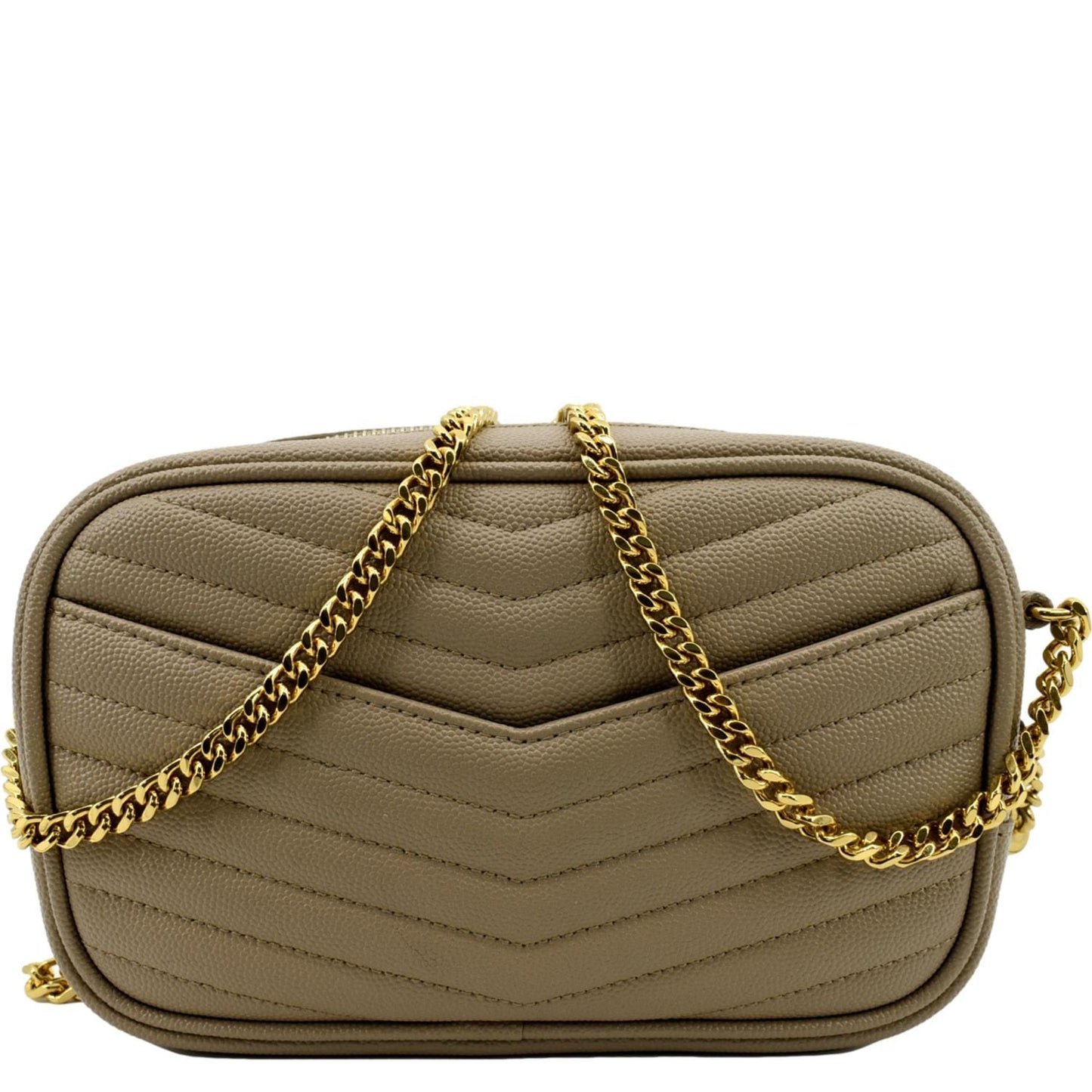SAINT LAURENT Mini Lou Grain De Poudre Camera Bag Beige
