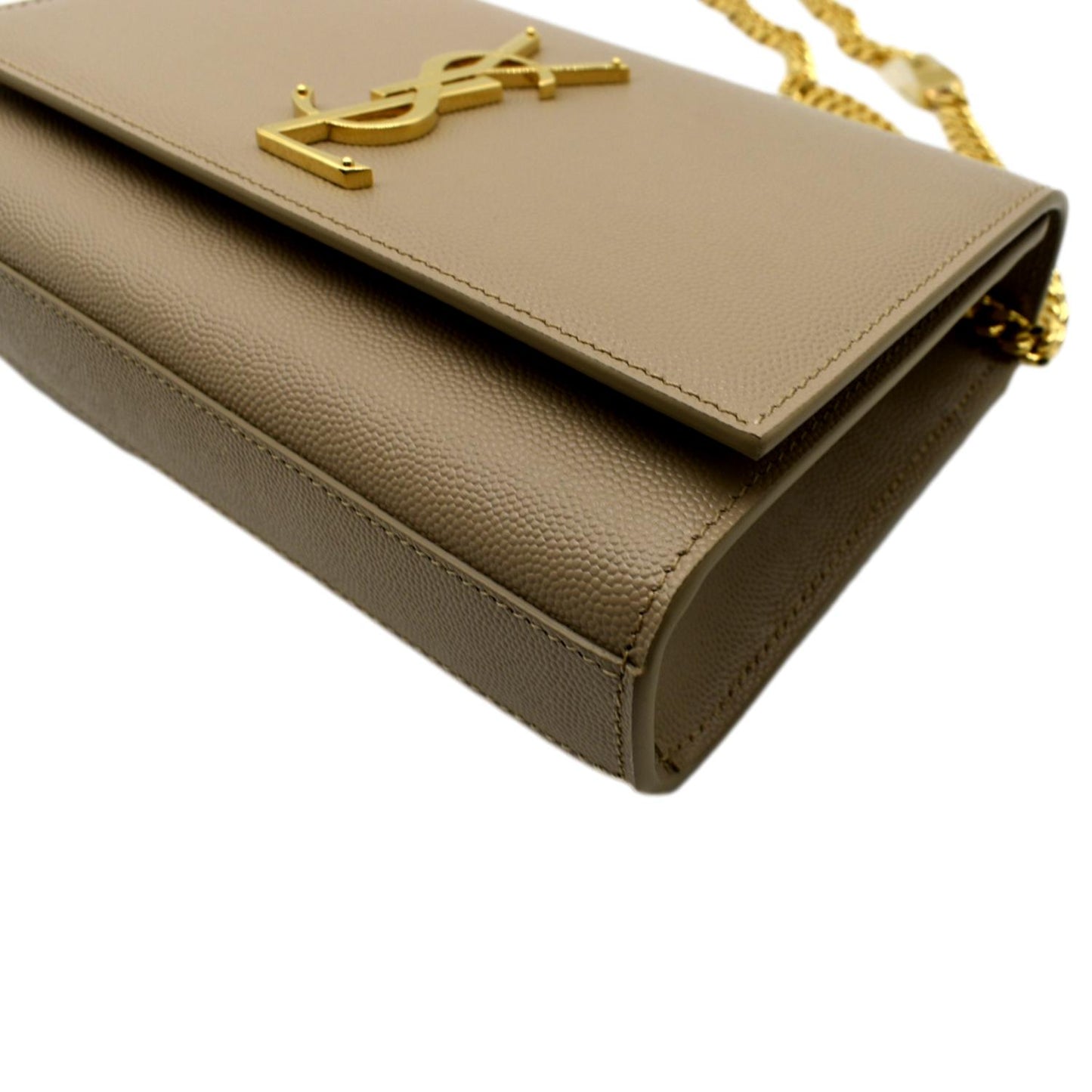 SAINT LAURENT Kate Leather Chain Clutch Crossbody Bag Beige