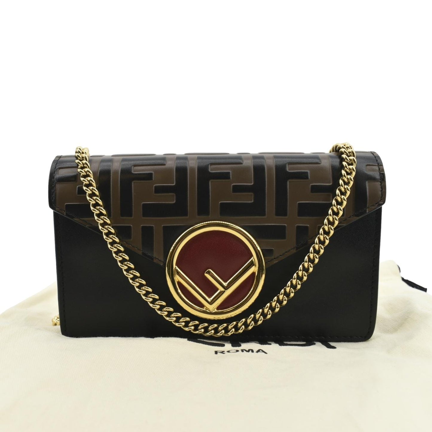 FENDI Baguette Medium Leather Chain Shoulder Bicolor Bag Pink