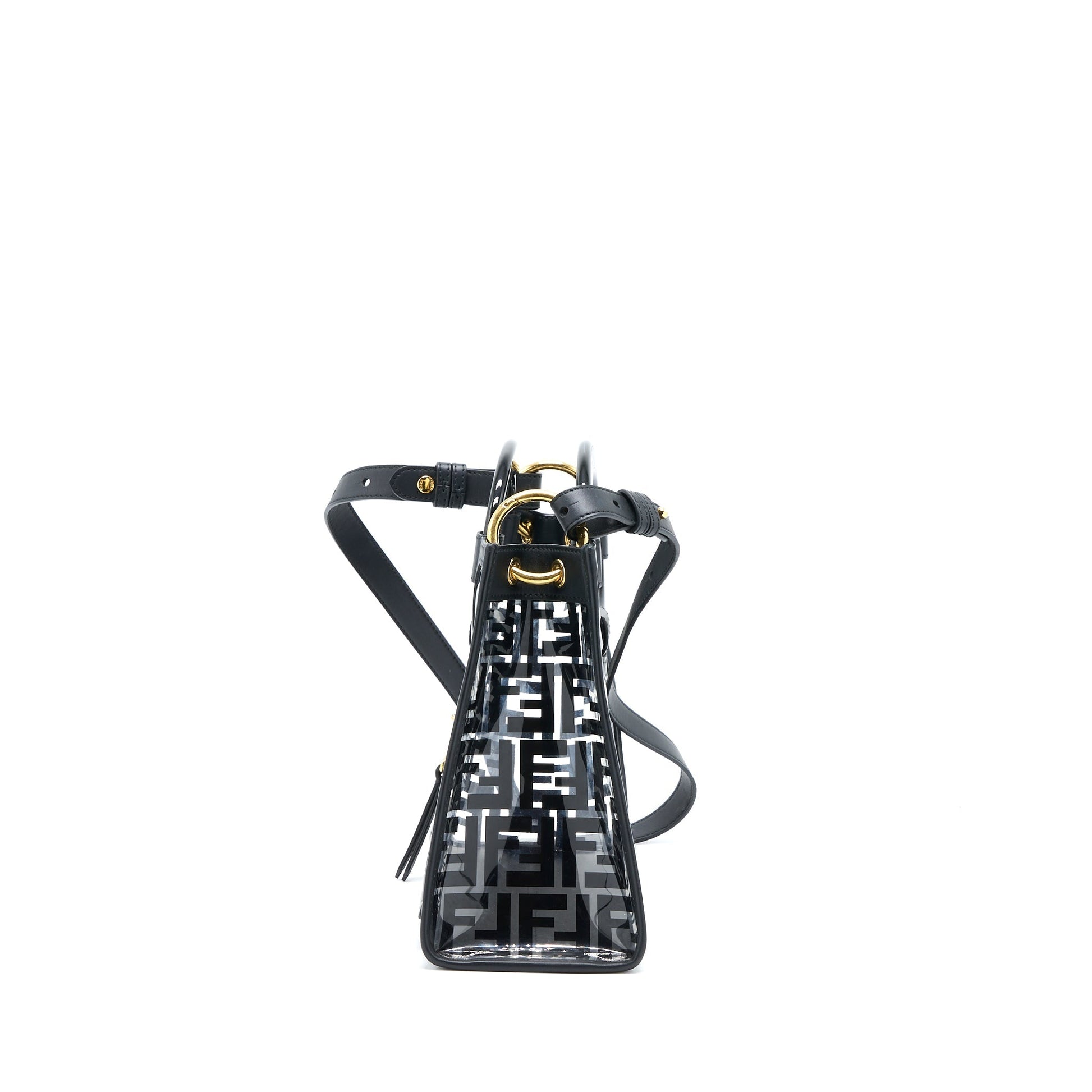 Fendi Transparent Small Runaway Tote /Leather Black