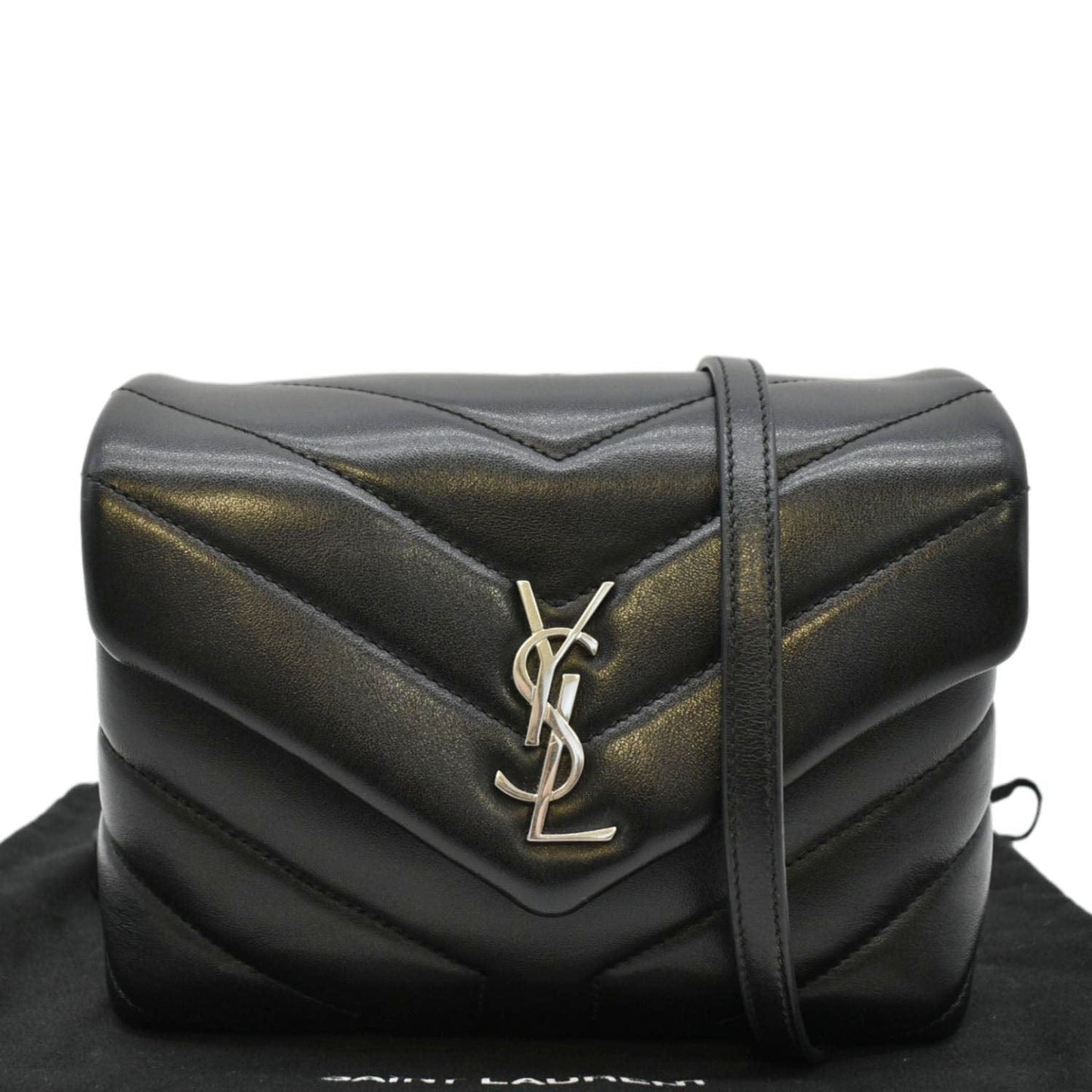 SAINT LAURENT Loulou Toy Matelasse Leather Shoulder Bag Black