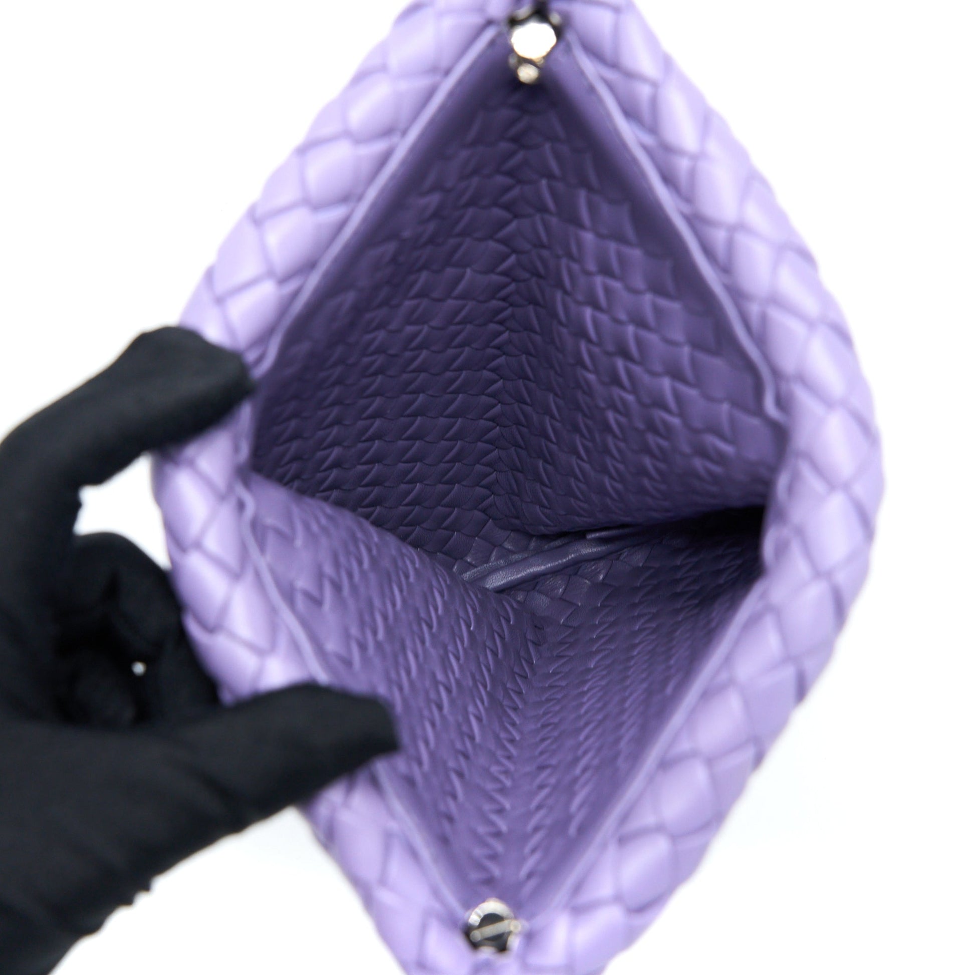 Bottega Veneta Crisscross Clutch Purse Lavender