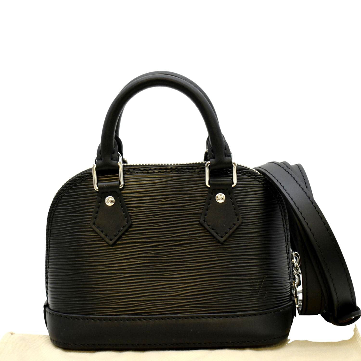 LOUIS VUITTON Nano Alma Epi Leather Top Handle Shoulder Bag Black