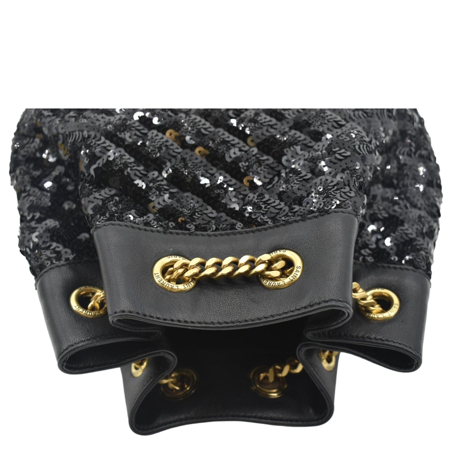 SAINT LAURENT Sequin Leather Backpack Bag Black