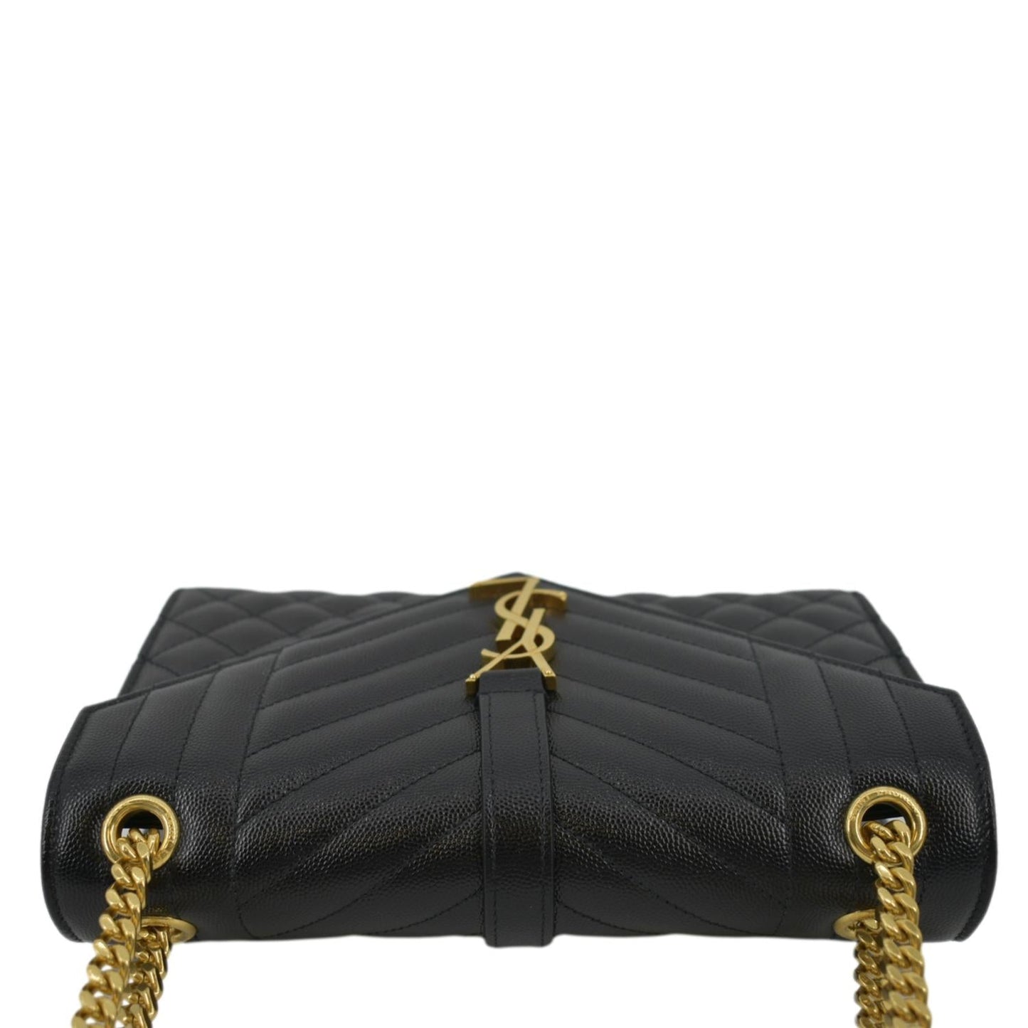 SAINT LAURENT Envelope Flap Matelasse Leather Crossbody Bag Black