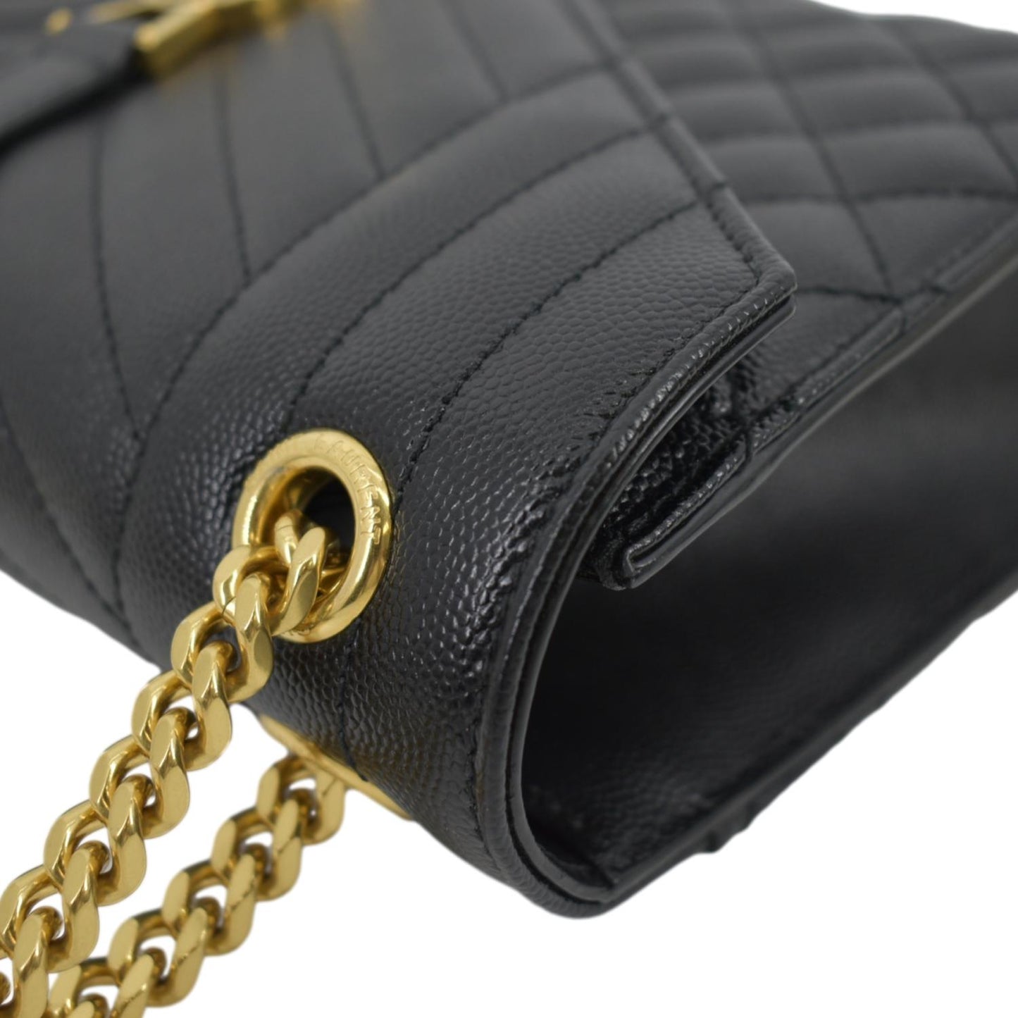 SAINT LAURENT Envelope Flap Matelasse Leather Crossbody Bag Black