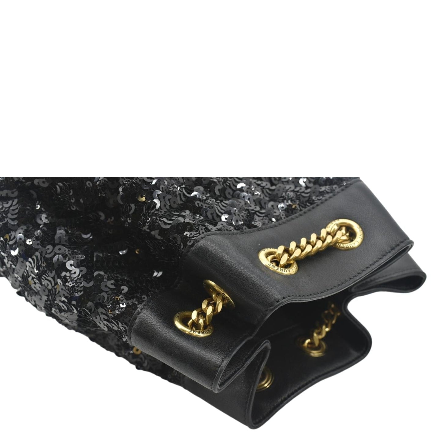 SAINT LAURENT Sequin Leather Backpack Bag Black