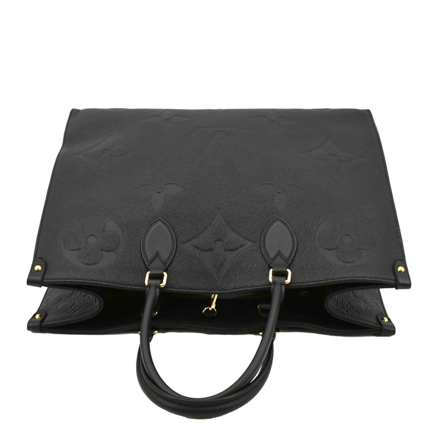LOUIS VUITTON Onthego GM Monogram Empreinte Leather Tote Shoulder Bag Black