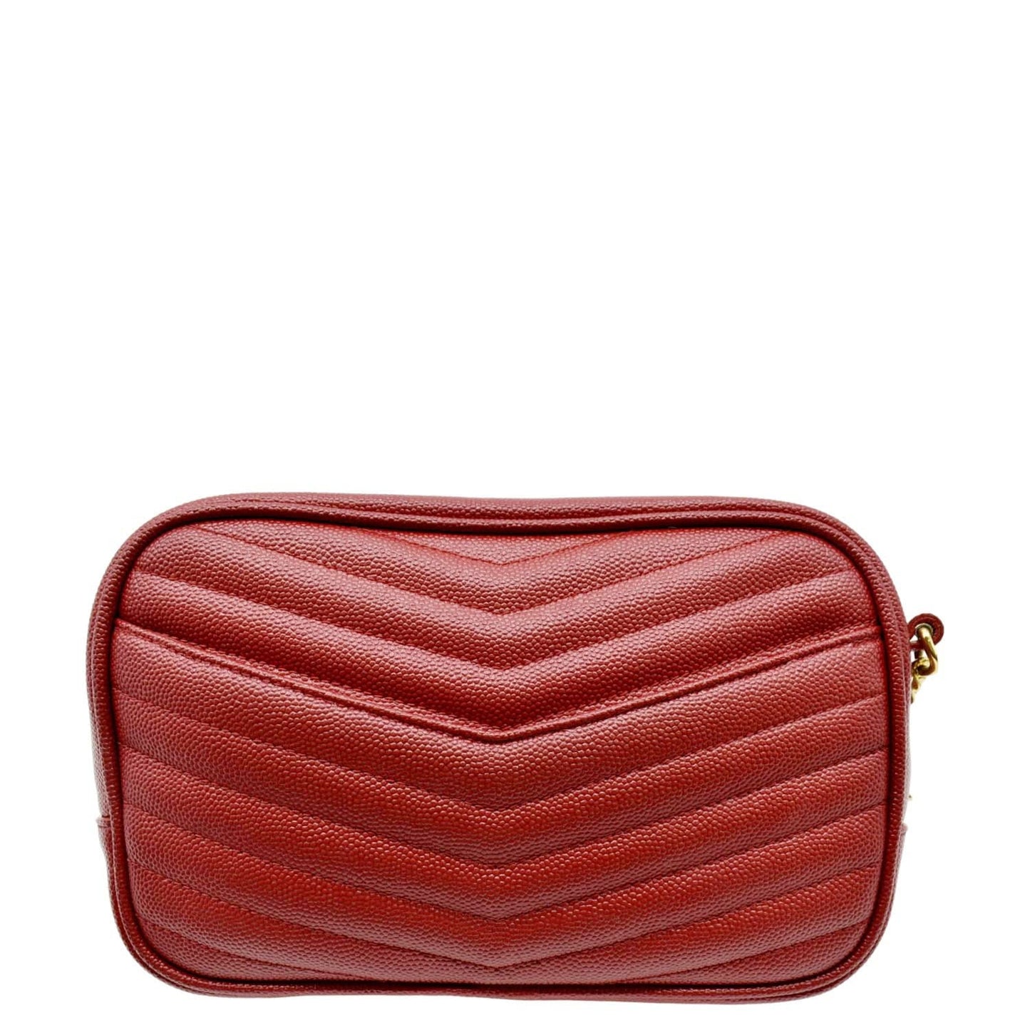 SAINT LAURENT Small Lou Chevron Leather Camera Crossbody Bag Red