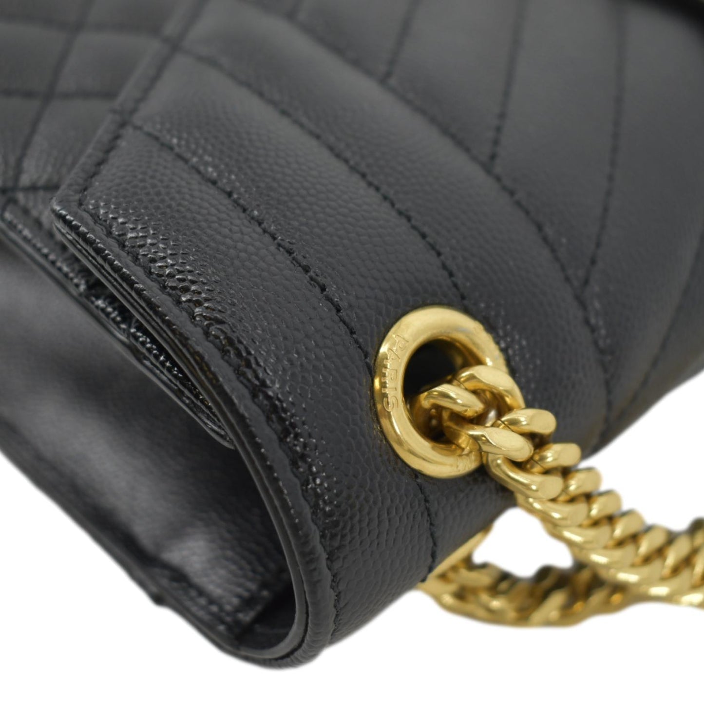 SAINT LAURENT Envelope Flap Matelasse Leather Crossbody Bag Black