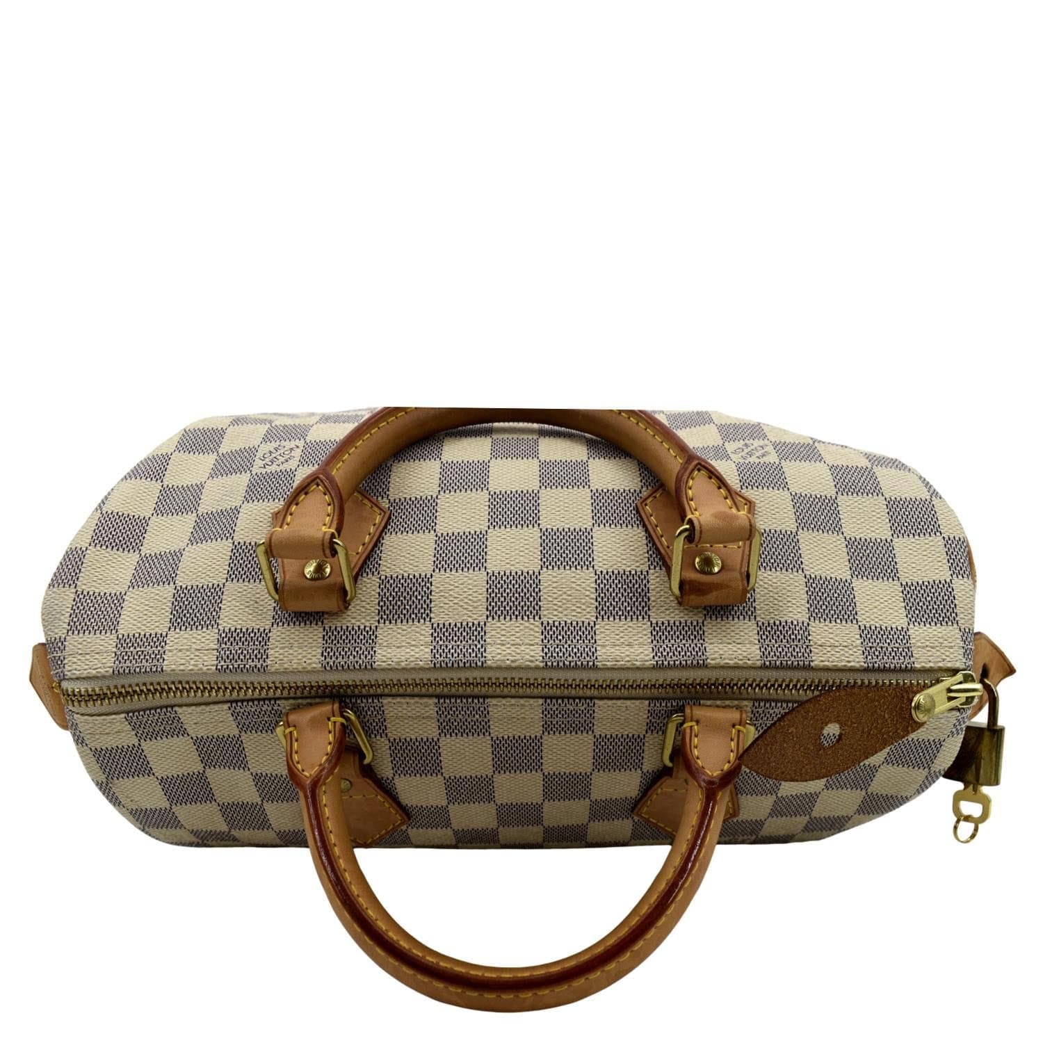 LOUIS VUITTON 30 Damier Azur Satchel Bag White