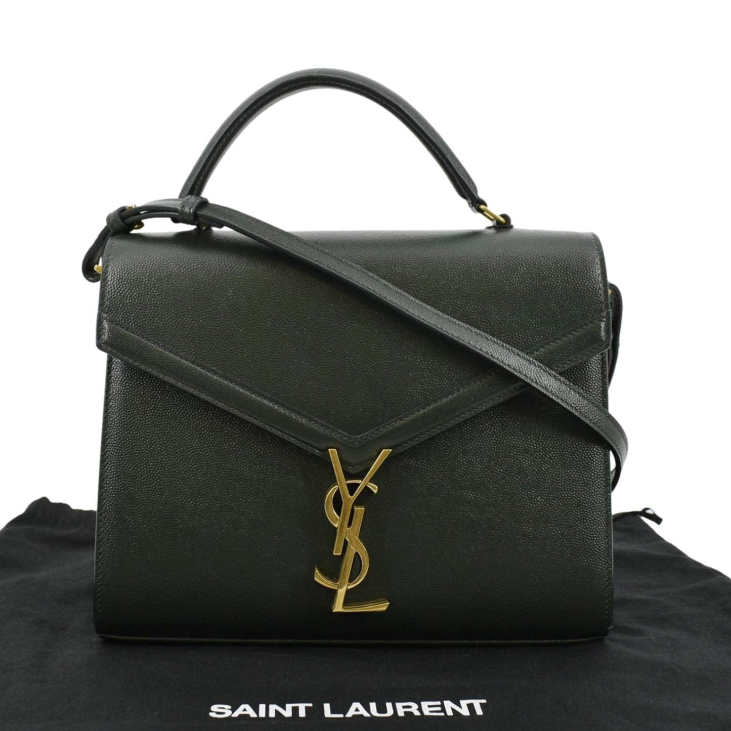 SAINT LAURENT Cassandra Top Handle Leather Shoulder Bag Green
