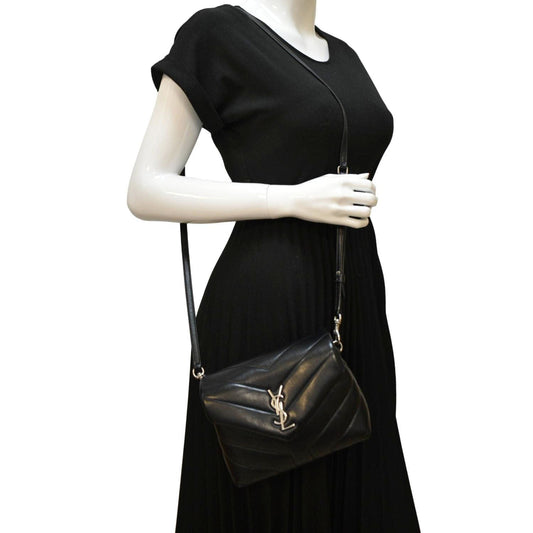 SAINT LAURENT Loulou Toy Matelasse Leather Shoulder Bag Black