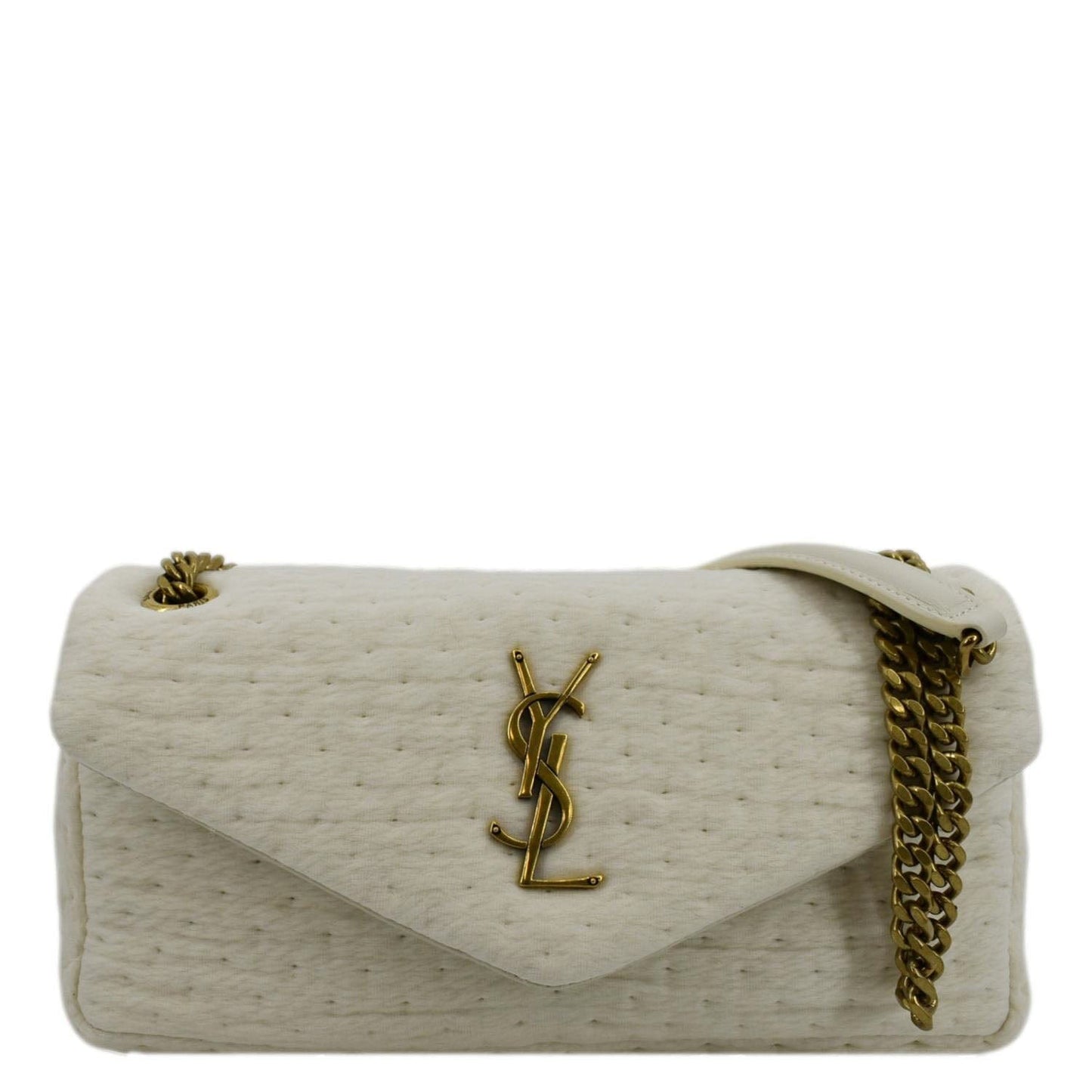 SAINT LAURENT Calypso Organza Leather Crossbody Bag White