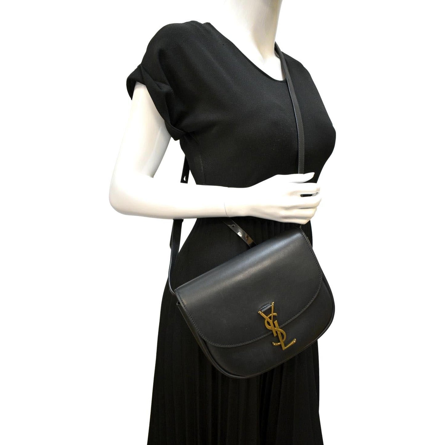 SAINT LAURENT Kaia Leather Crossbody Bag Black