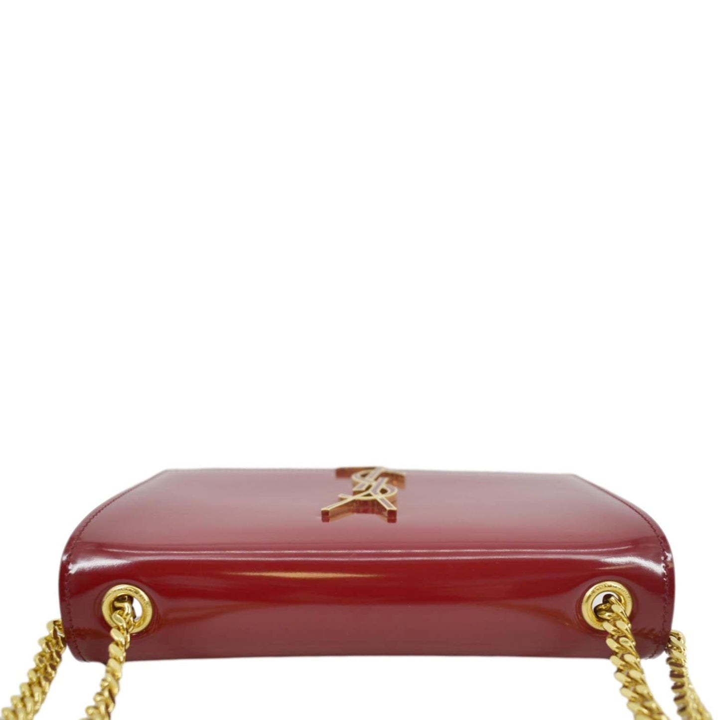 SAINT LAURENT Kate Leather Chain Clutch Crossbody Bag Red