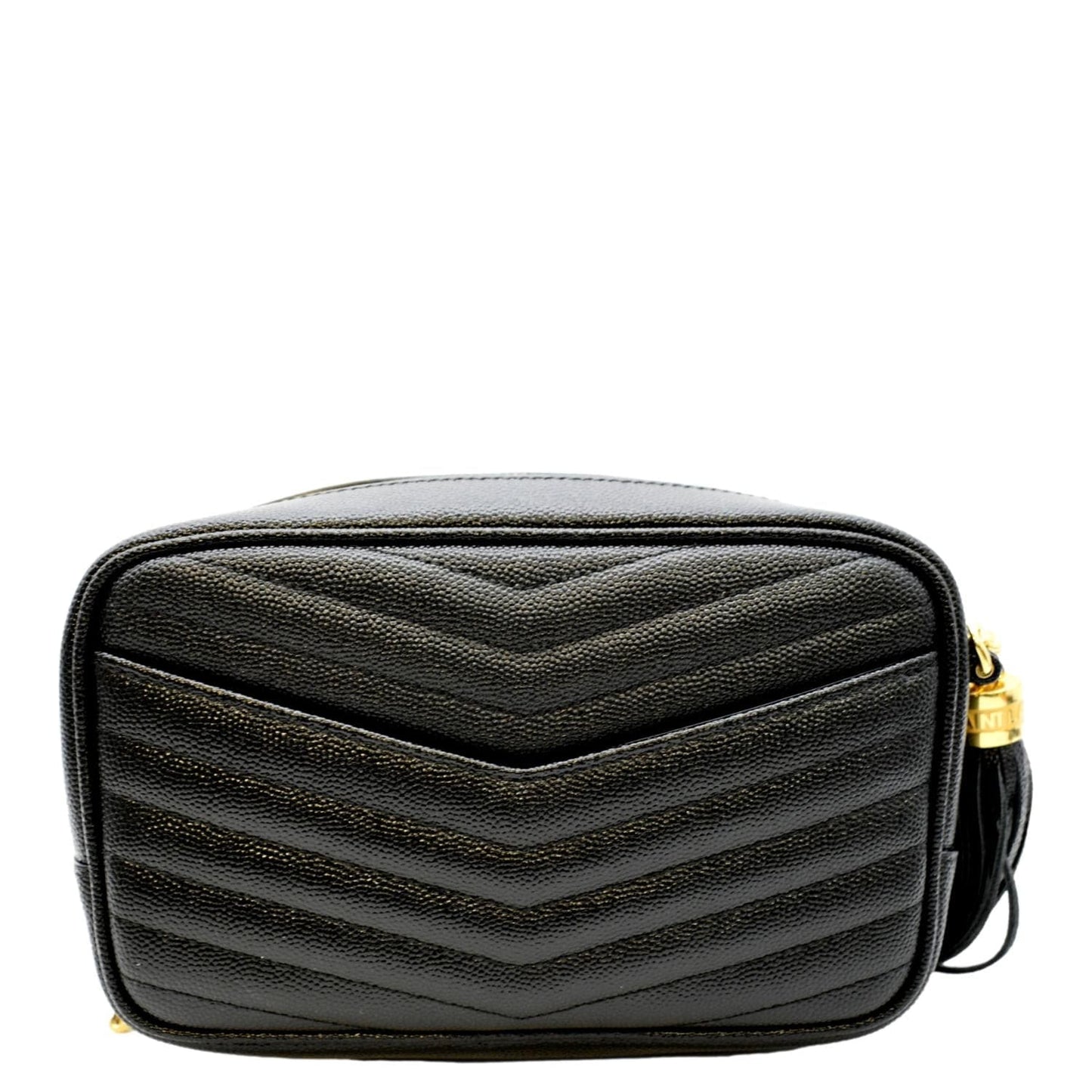 SAINT LAURENT Lou Chevron Leather Camera Crossbody Bag Black