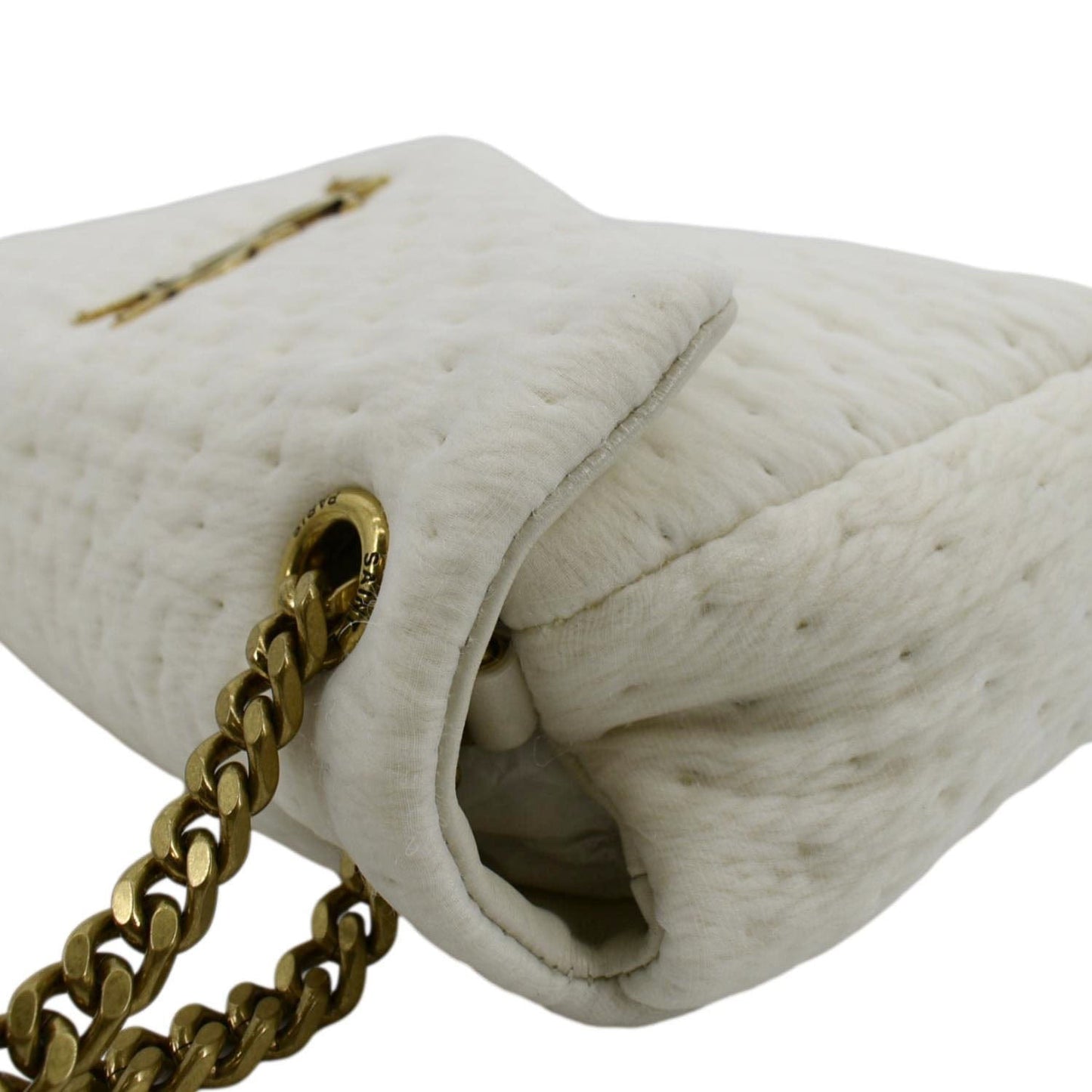 SAINT LAURENT Calypso Organza Leather Crossbody Bag White