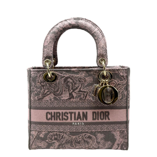 CHRISTIAN DIOR Medium Lady D-Lite Embroidered Canvas Shoulder Bag Rose Des