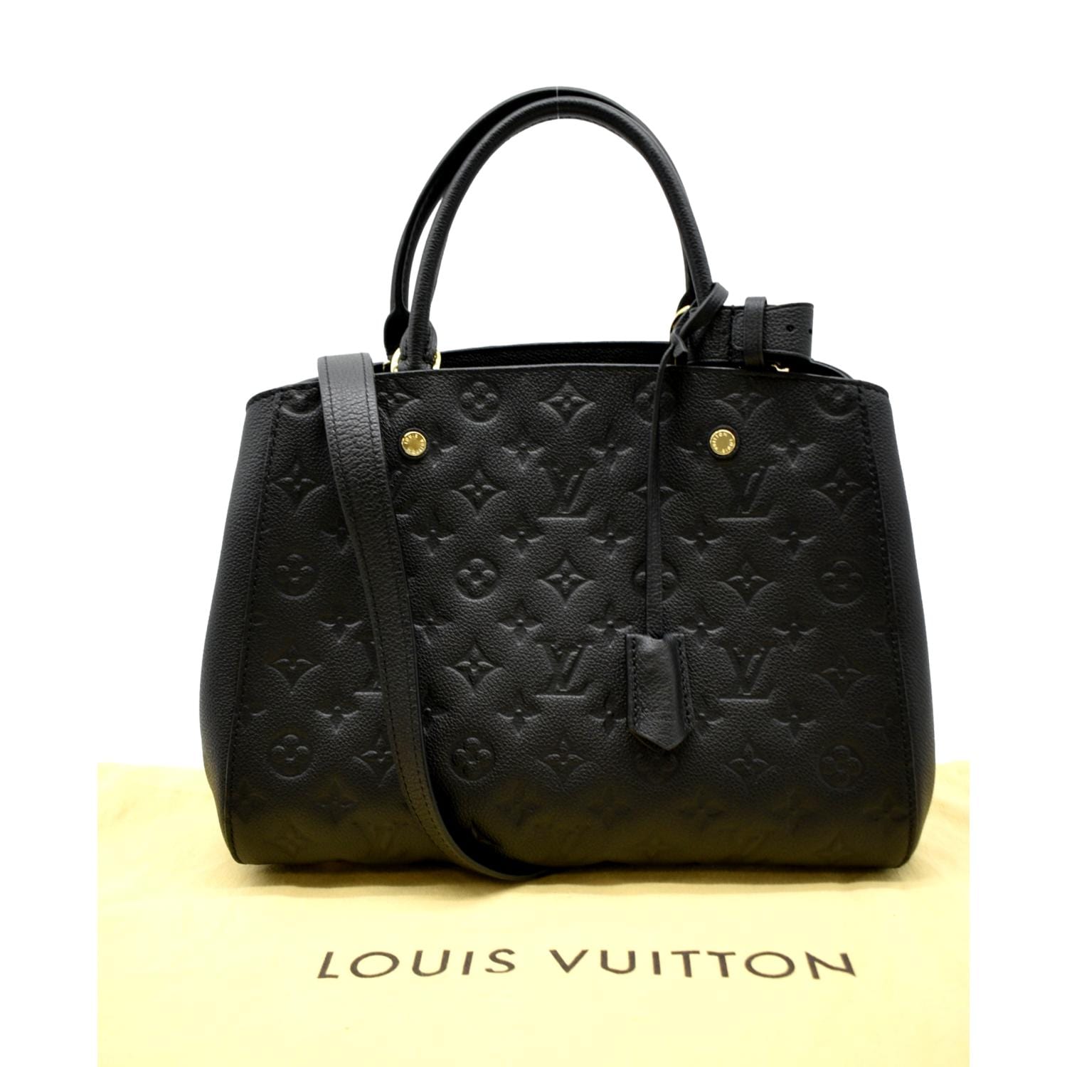 LOUIS VUITTON Montaigne MM Monogram Empreinte Satchel Bag Black