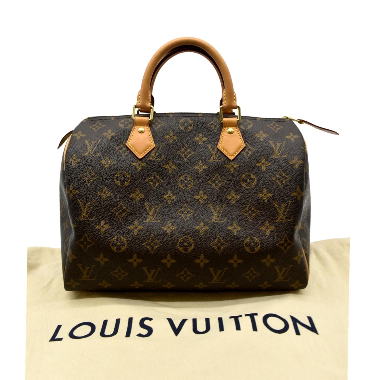 LOUIS VUITTON 30 Monogram Canvas Satchel Bag Brown