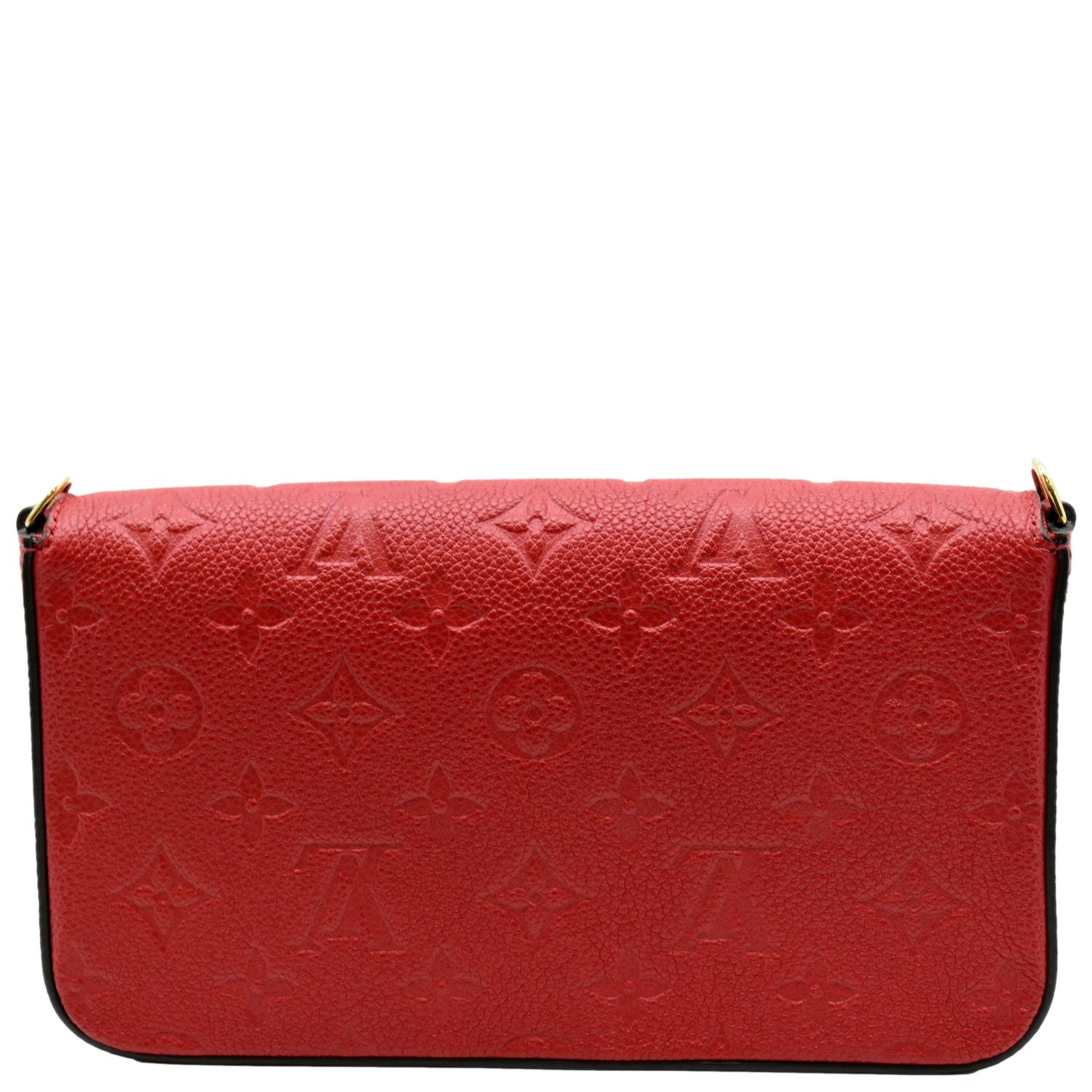 LOUIS VUITTON Pochette Felicie Monogram Empreinte Chain Wallet Red