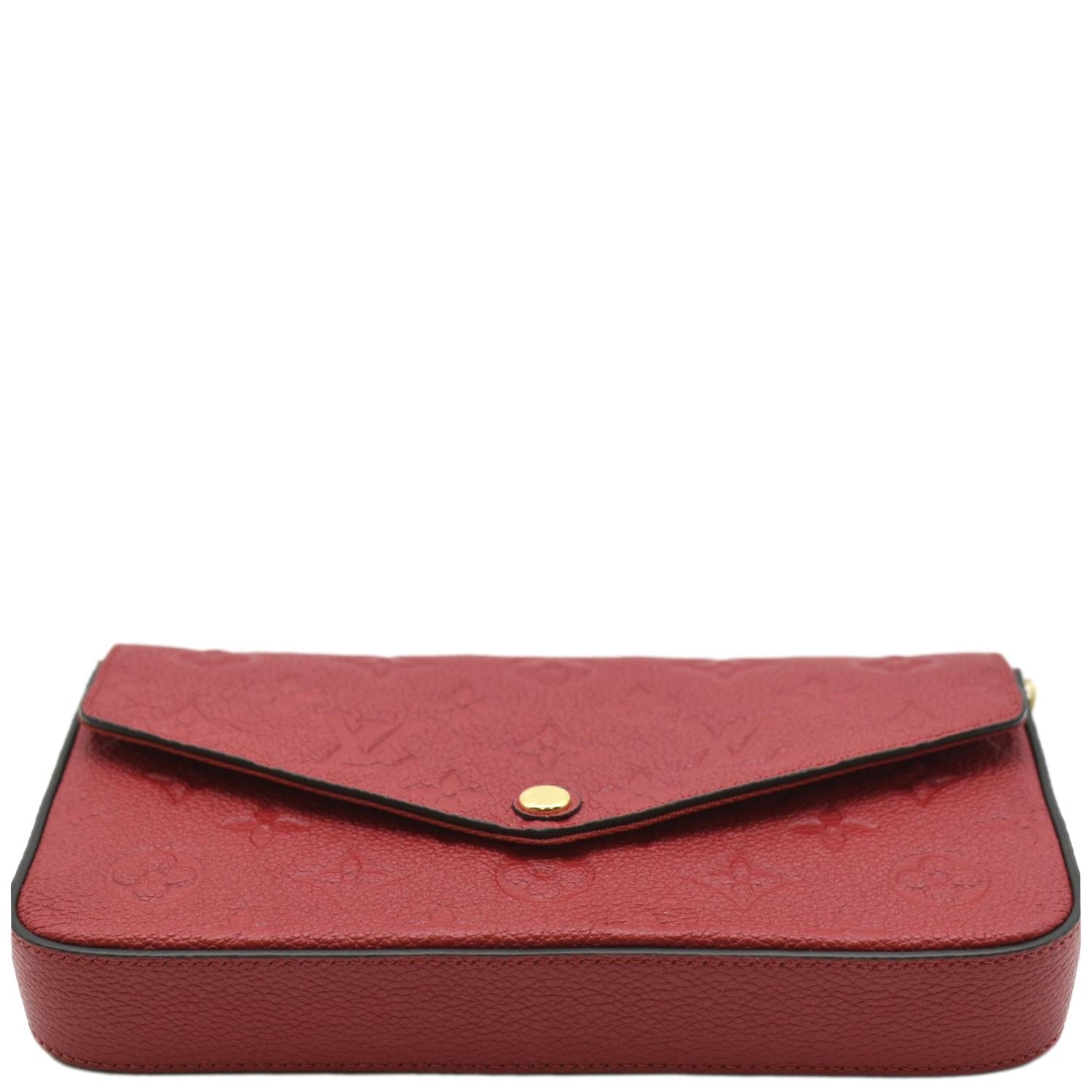LOUIS VUITTON Pochette Felicie Monogram Empreinte Chain Wallet Red