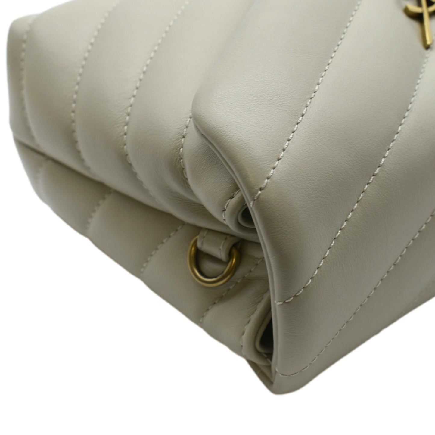 SAINT LAURENT Toy Loulou Matelasse Leather Crossbody Bag Ivory