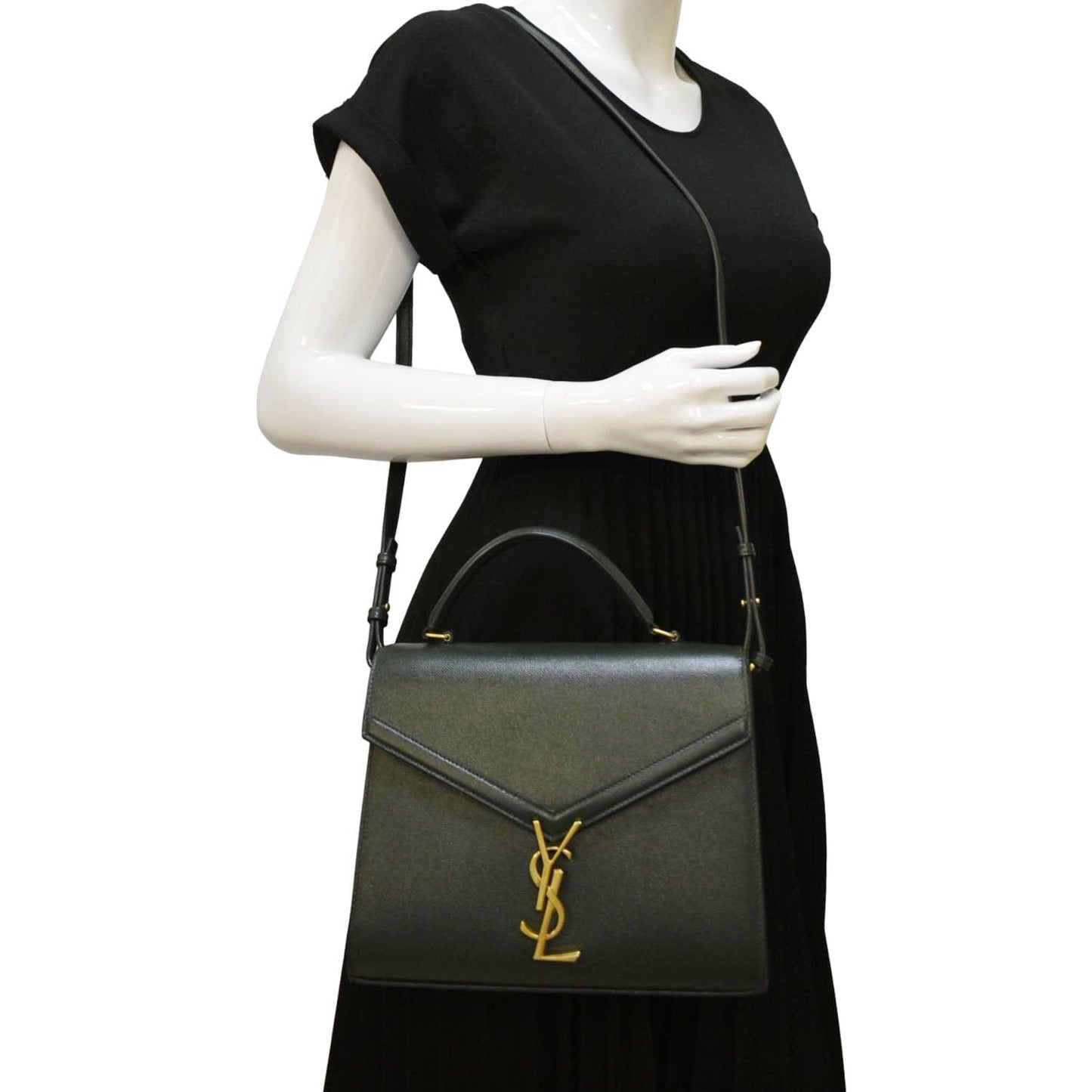 SAINT LAURENT Cassandra Top Handle Leather Shoulder Bag Green