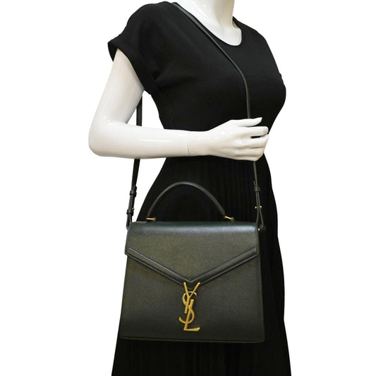 SAINT LAURENT Cassandra Top Handle Leather Shoulder Bag Green