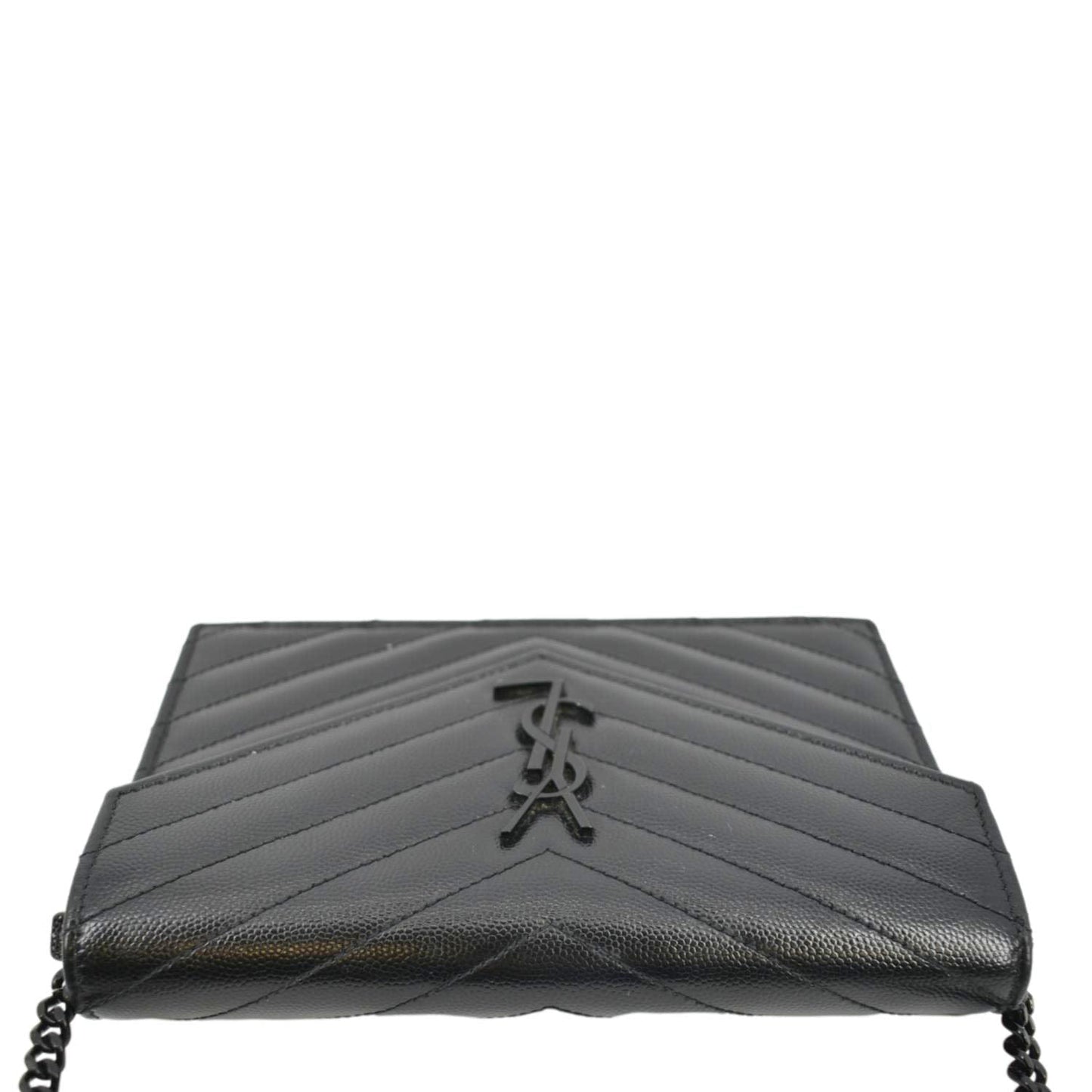 SAINT LAURENT Envelope Chain Leather Crossbody Bag Black