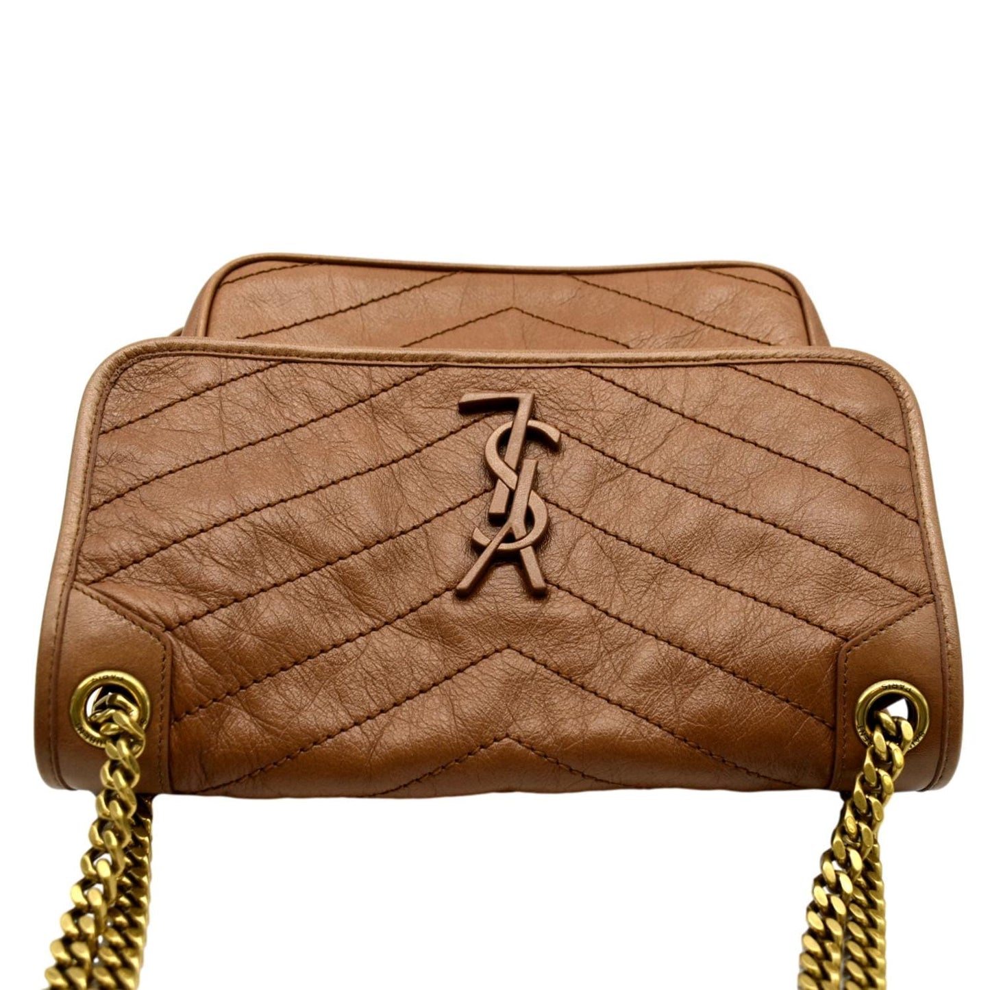 SAINT LAURENT Niki Medium Leather Crossbody Bag Dark Brown