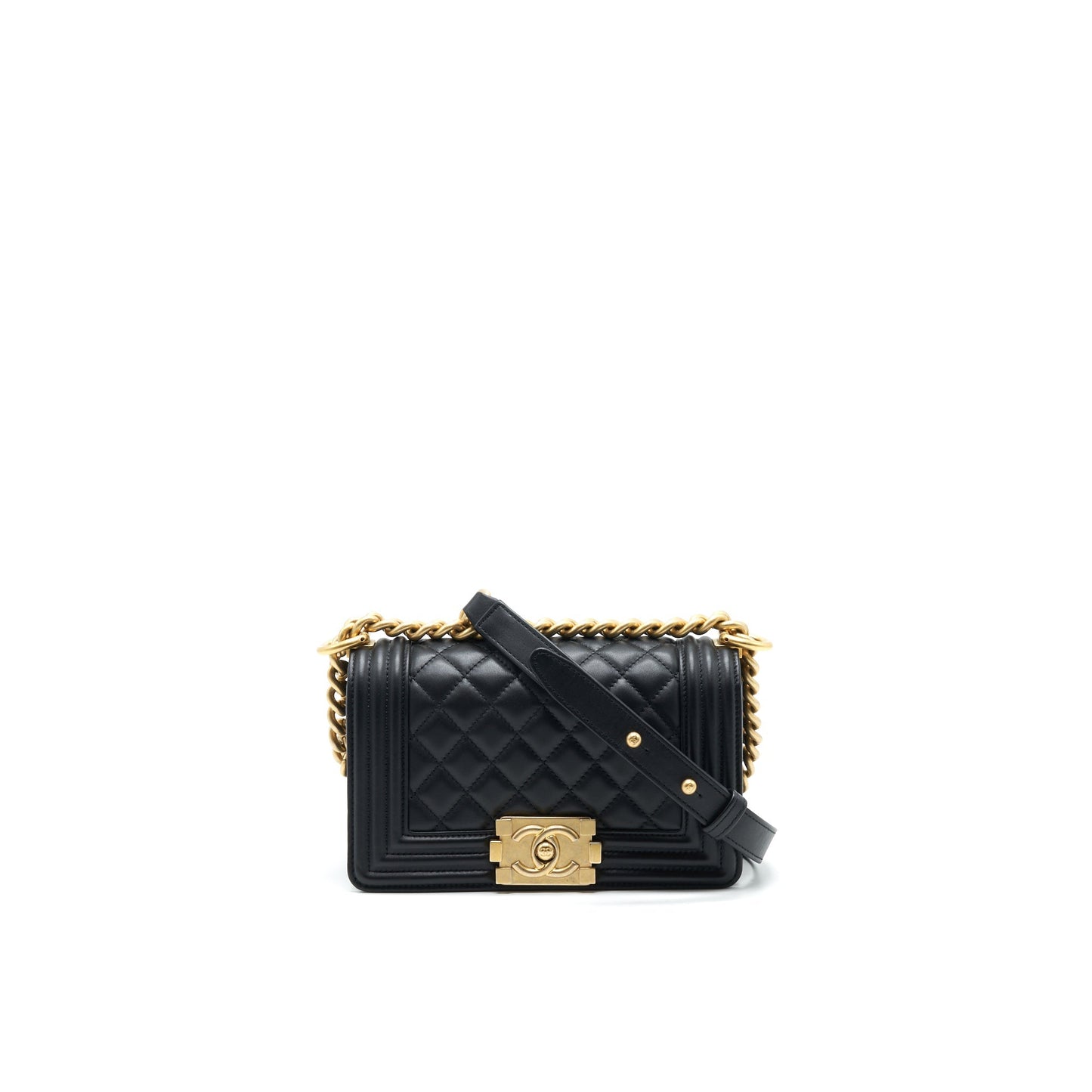 Chanel small boy Bag Calfskin Black with serial27